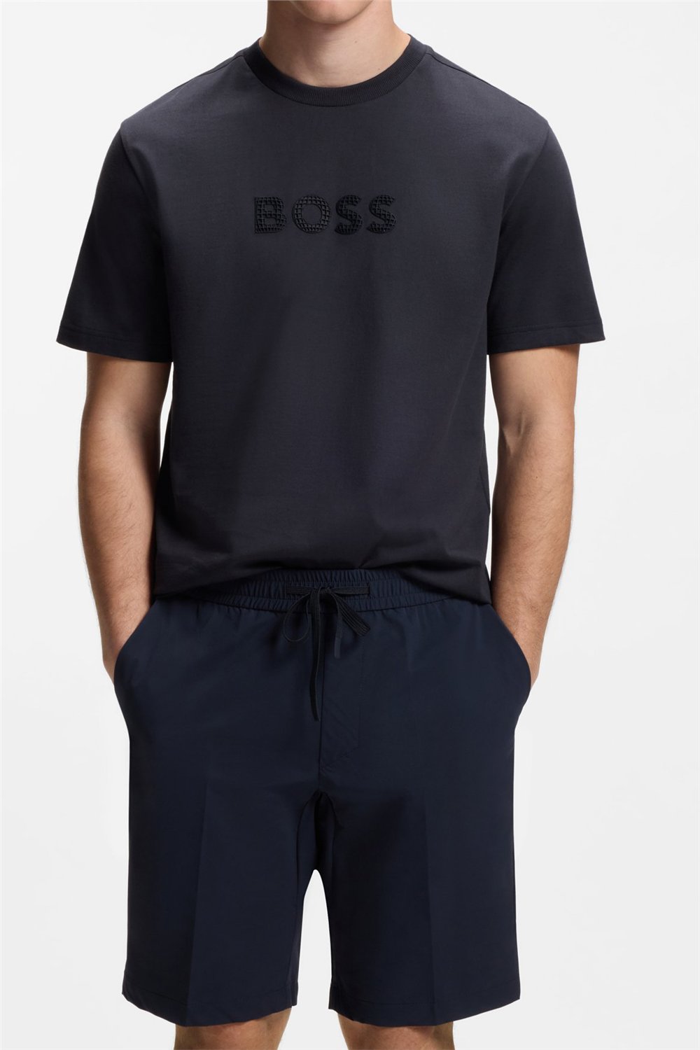 Boss Ts Terrace Logo Erkek Bisiklet Yaka T-Shirt Mavi