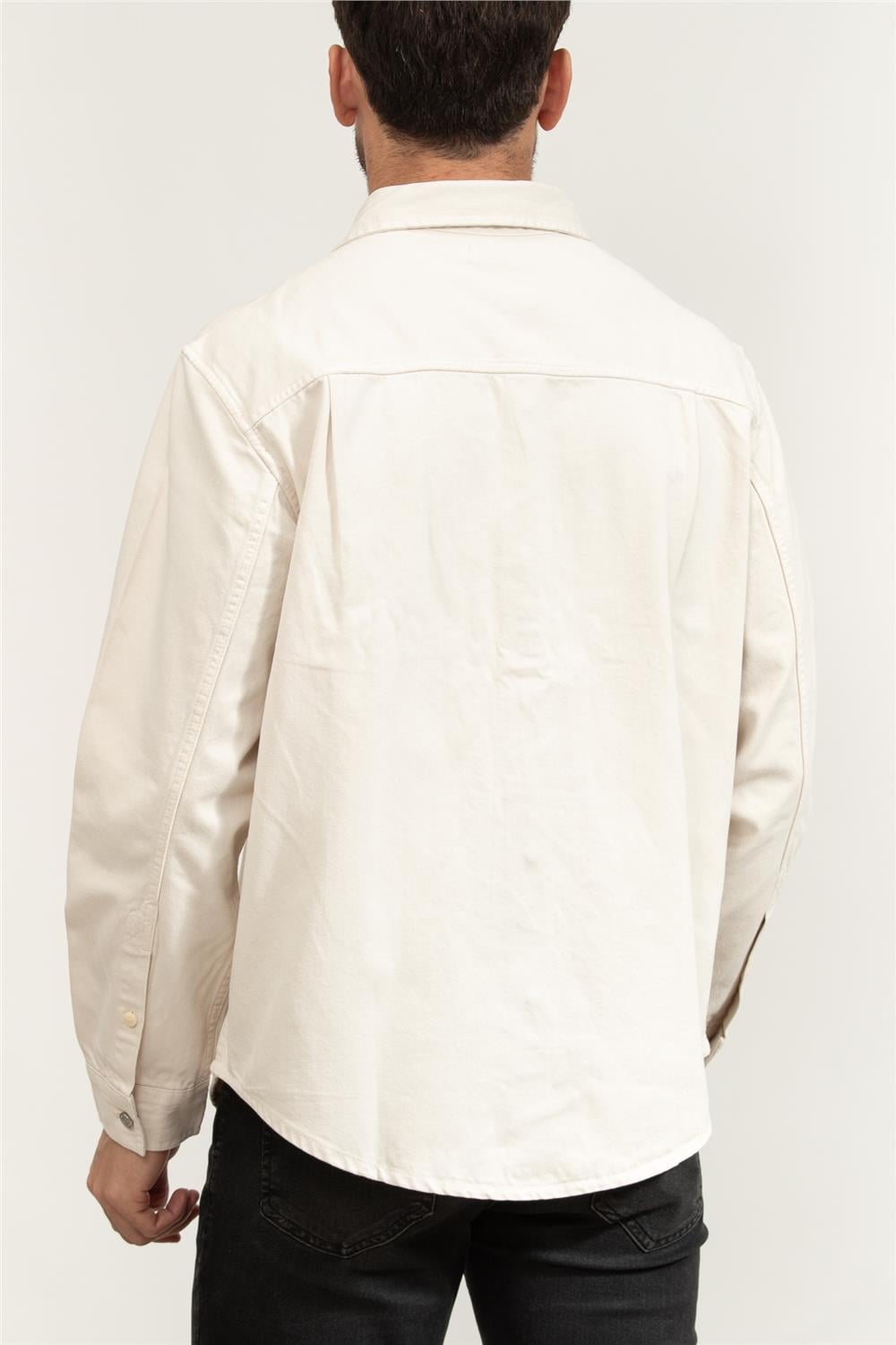 Calvin Klein 90S Washed Bone Overshirt Erkek Kot Gömlek