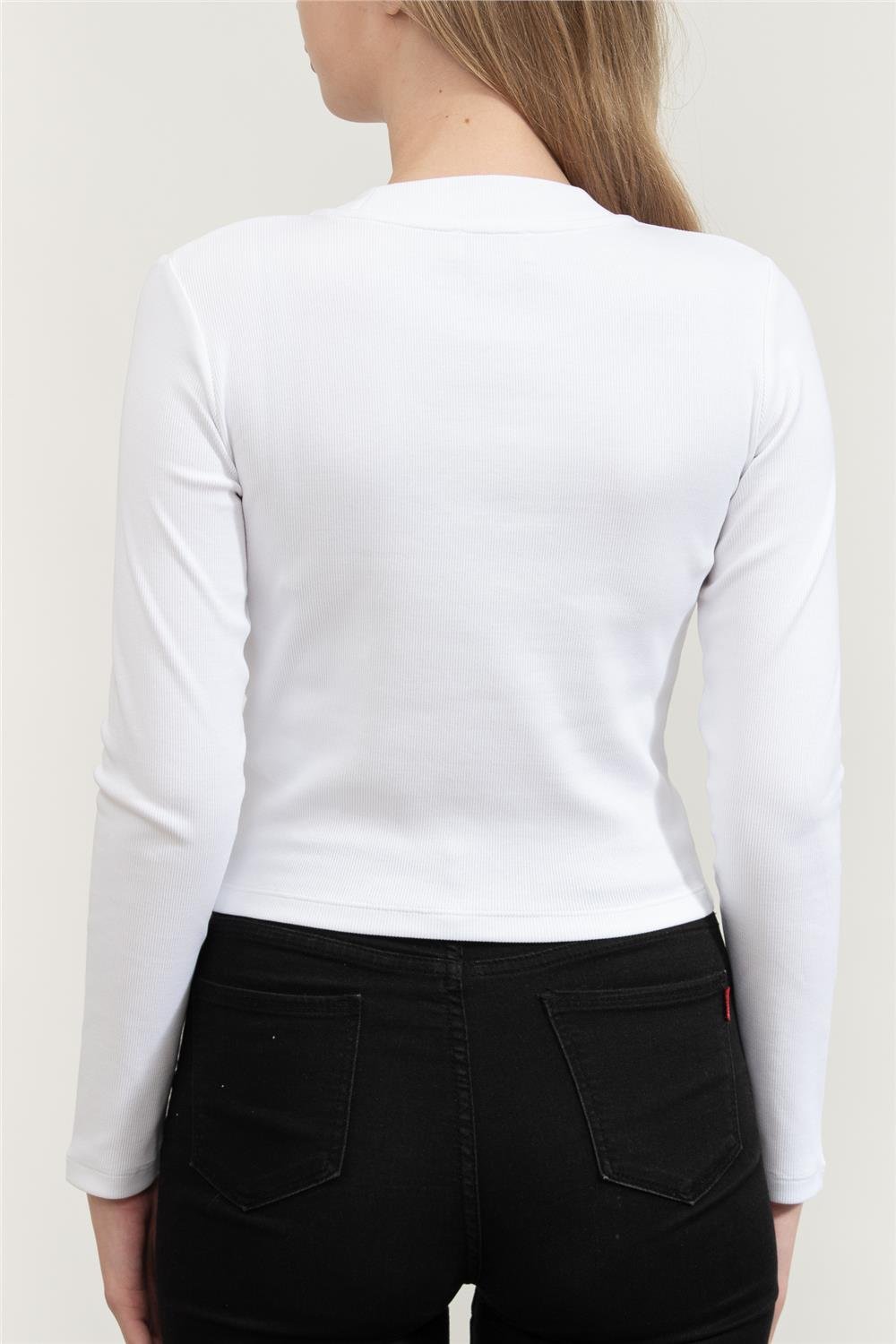 Calvin Klein A- Ls Monogram Baby Tee Kadın Bisiklet Yaka T-Shirt