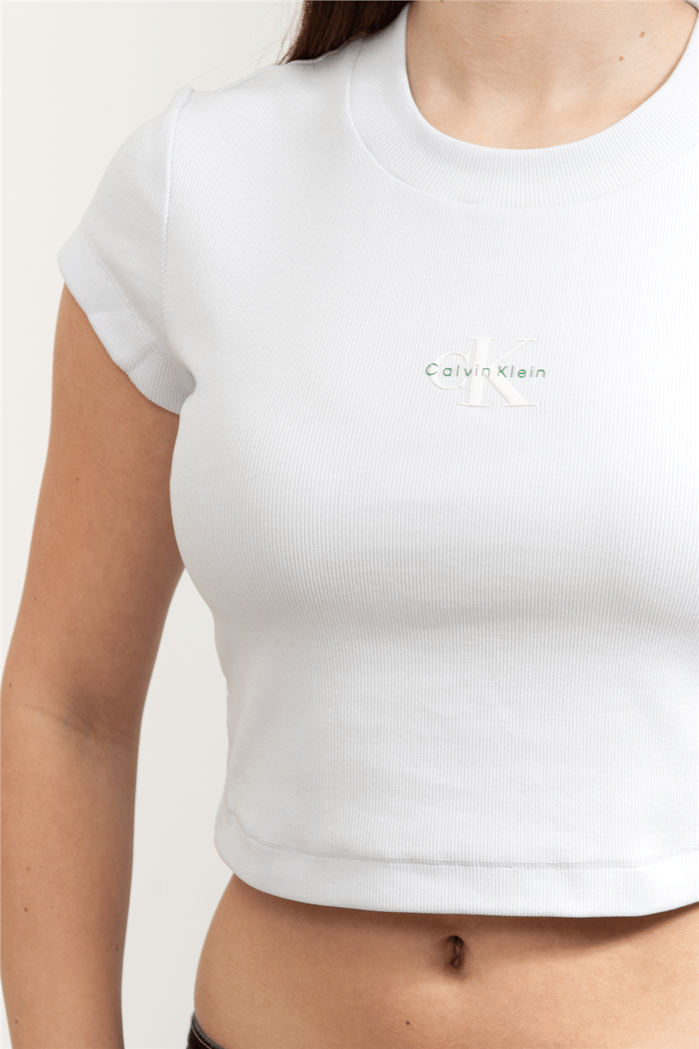 Calvin Klein A- Monogram Baby Tee Kadın Bisiklet Yaka T-Shirt