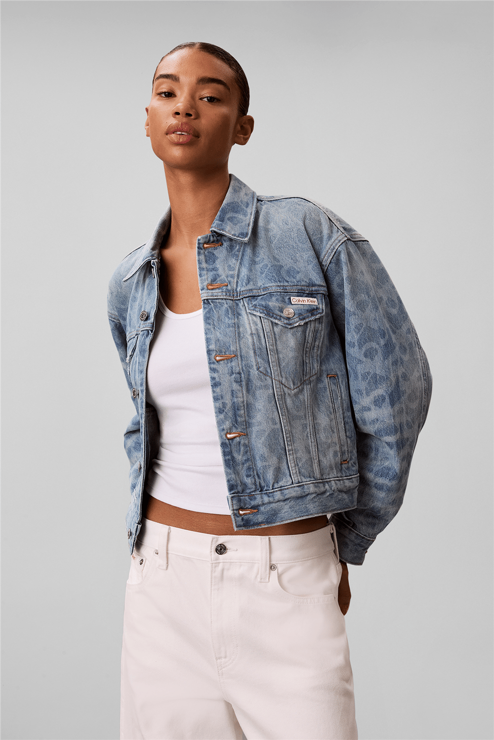 Calvin Klein Aop 90S Trucker Jack Kadın Kot Mont
