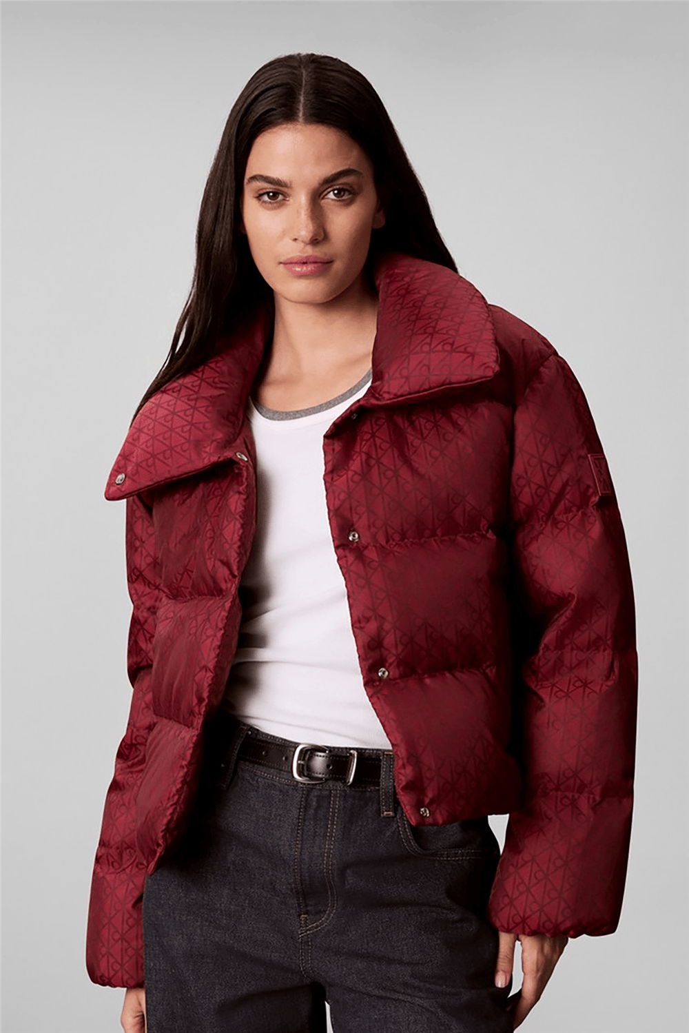 Calvin Klein Aop Jacquard Short Down Puffer Kadın Şişme Mont