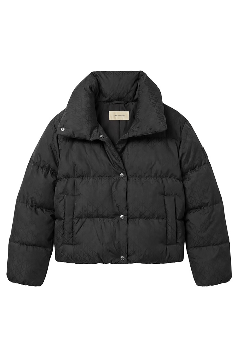 Calvin Klein Aop Jacquard Short Down Puffer Kadın Şişme Mont Siyah