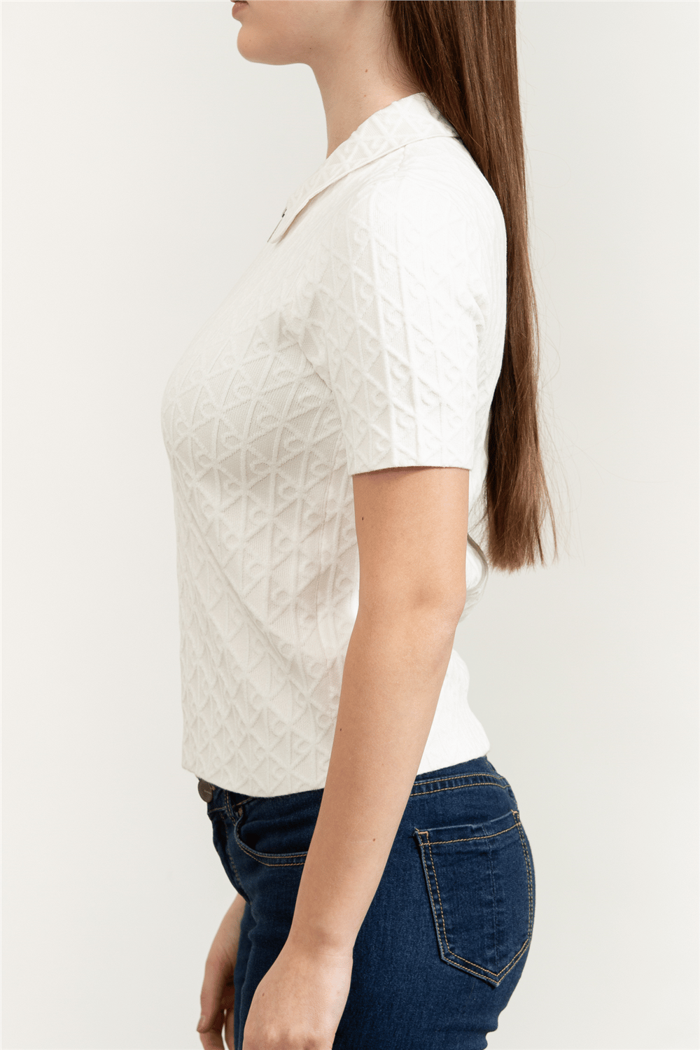 Calvin Klein Aop Textured SS Top Kadın Triko
