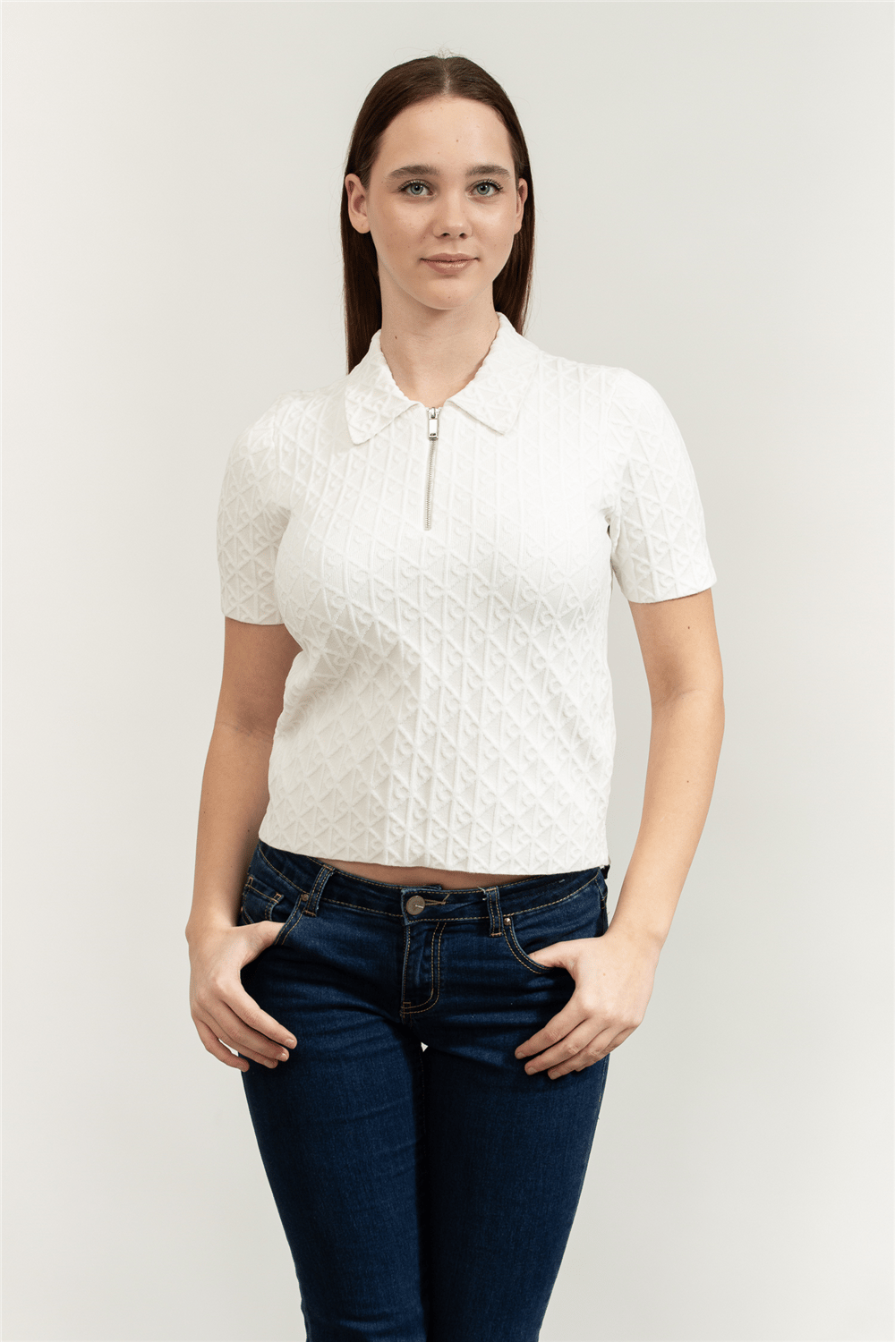 Calvin Klein Aop Textured SS Top Kadın Triko