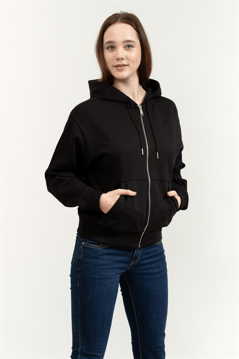 Calvin Klein Archive Logo French Terry Fz Hoo Kadın Fermuarlı Sweatshirt