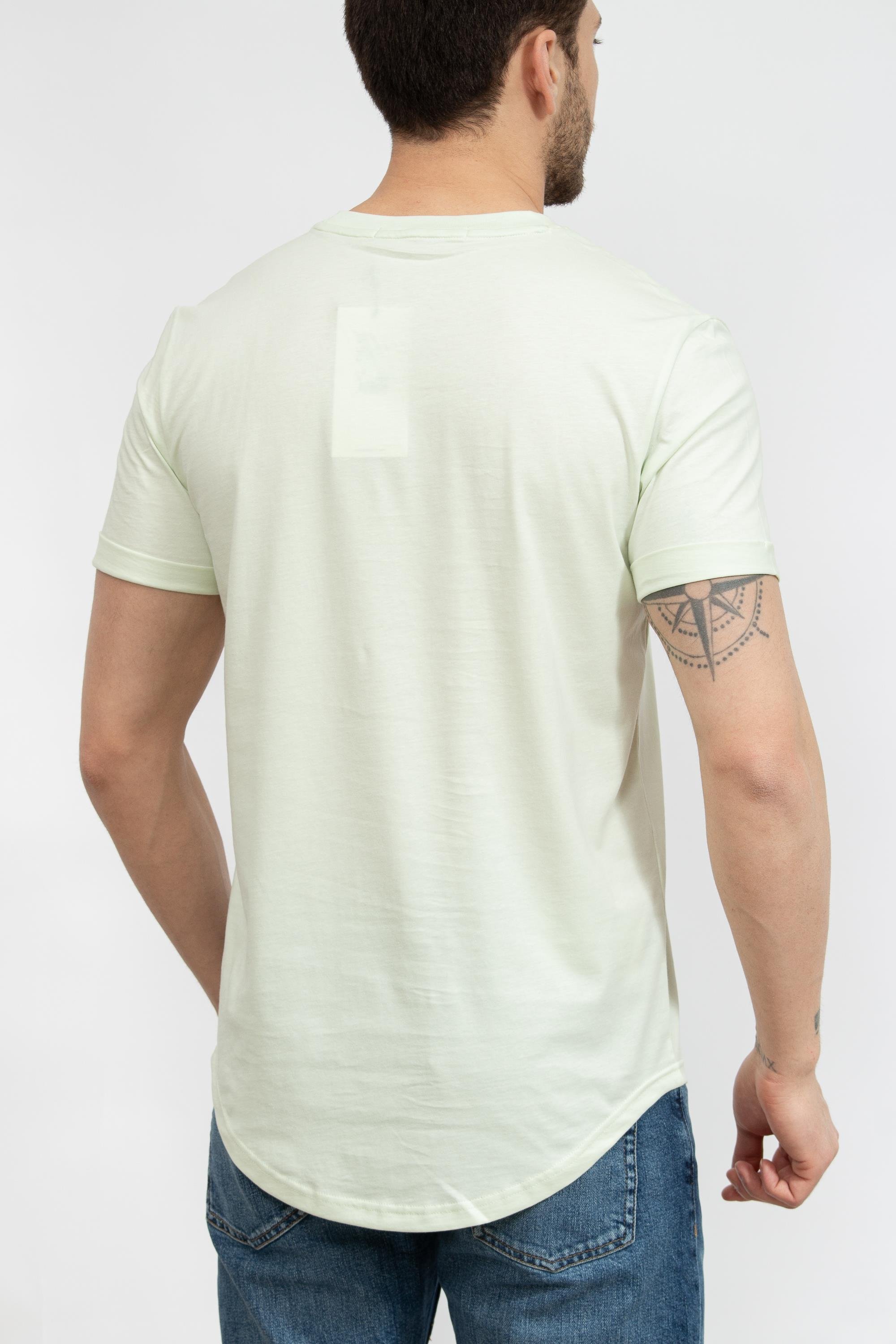 Calvin Klein Badge Turn Up Erkek Bisiklet Yaka T-Shirt