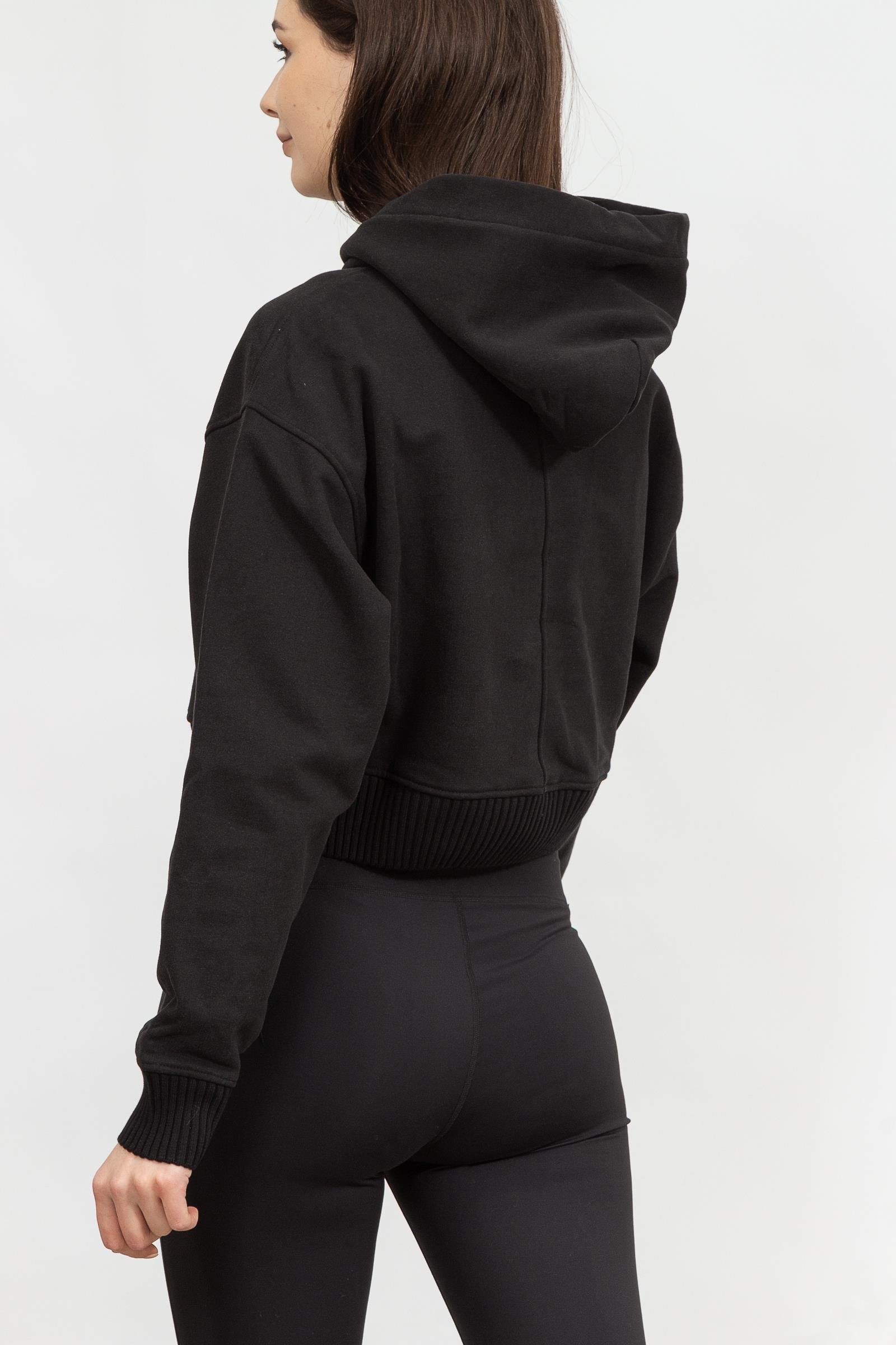 Calvin Klein Badge Wide Sleeves Crop Hoodie Kadın Kapüşonlu Sweatshirt