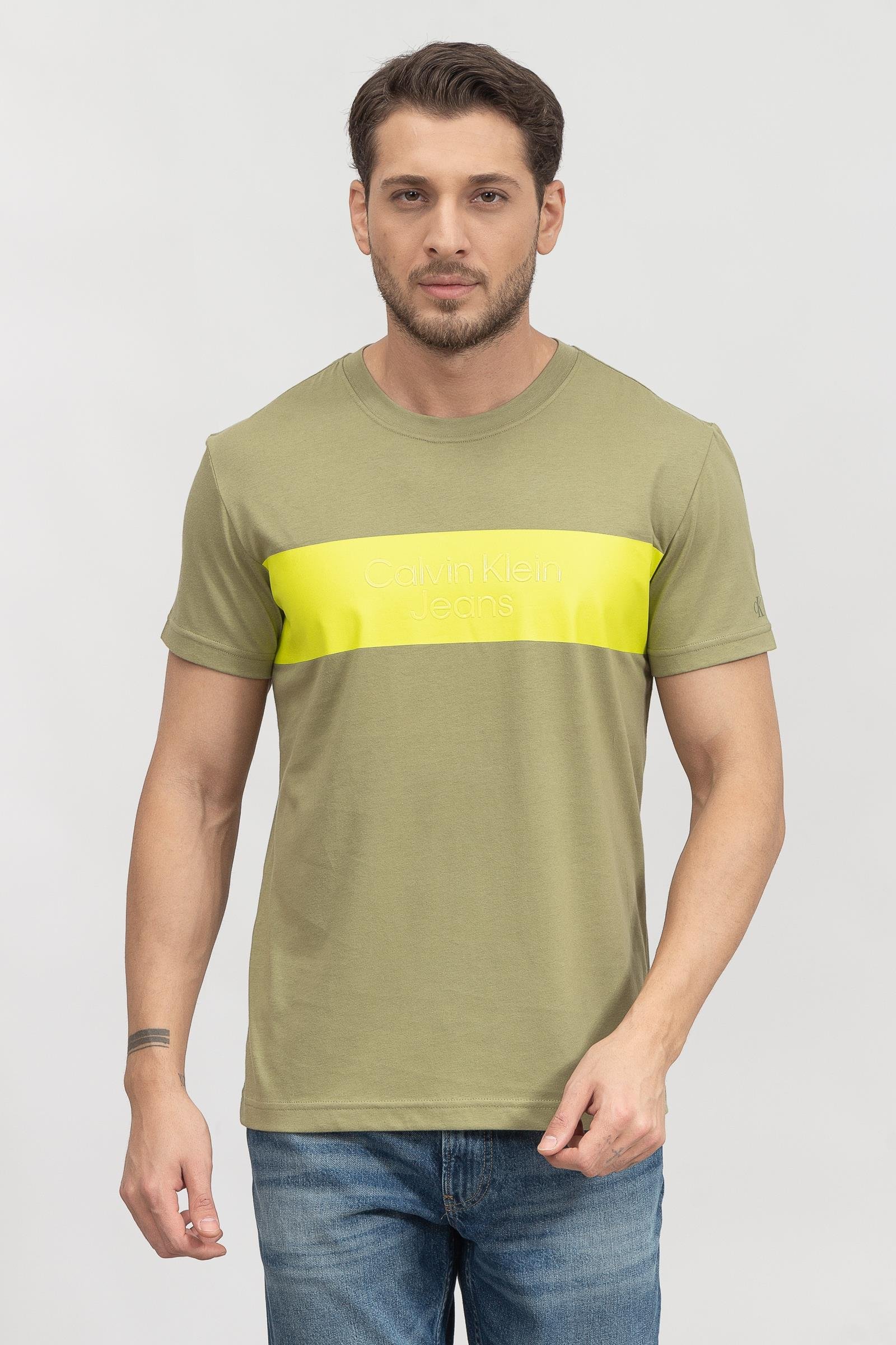 Calvin Klein Blocking institutional Tee Erkek Bisiklet Yaka T-Shirt