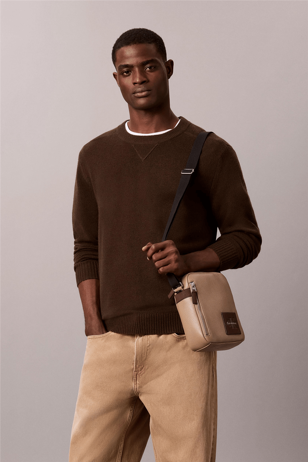 Calvin Klein Bold Pebble Ssnl Simple Erkek Reporter Çanta Kahverengi