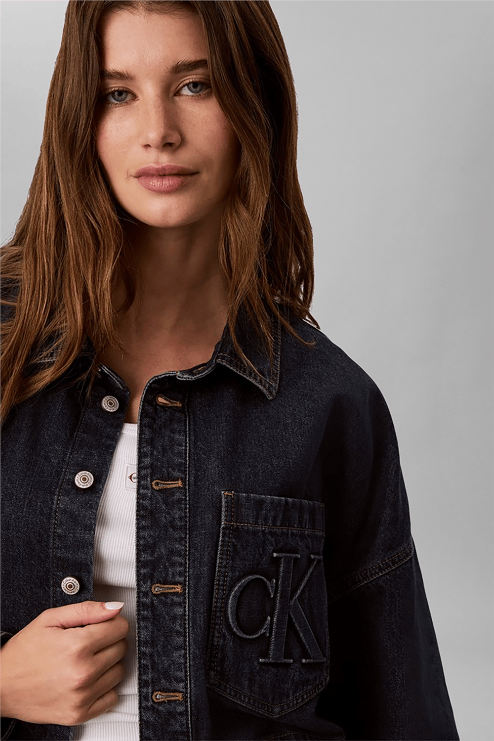 Calvin Klein Branded Crop Ls Shirt Autumn Dus Kadın Gömlek