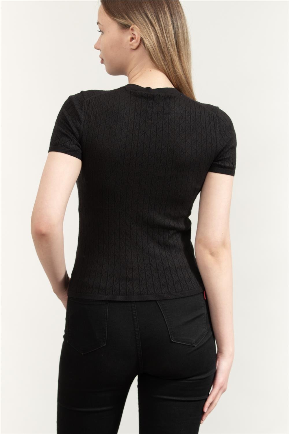 Calvin Klein Cap Sleeve Pointelle Baby Tee Kadın Triko