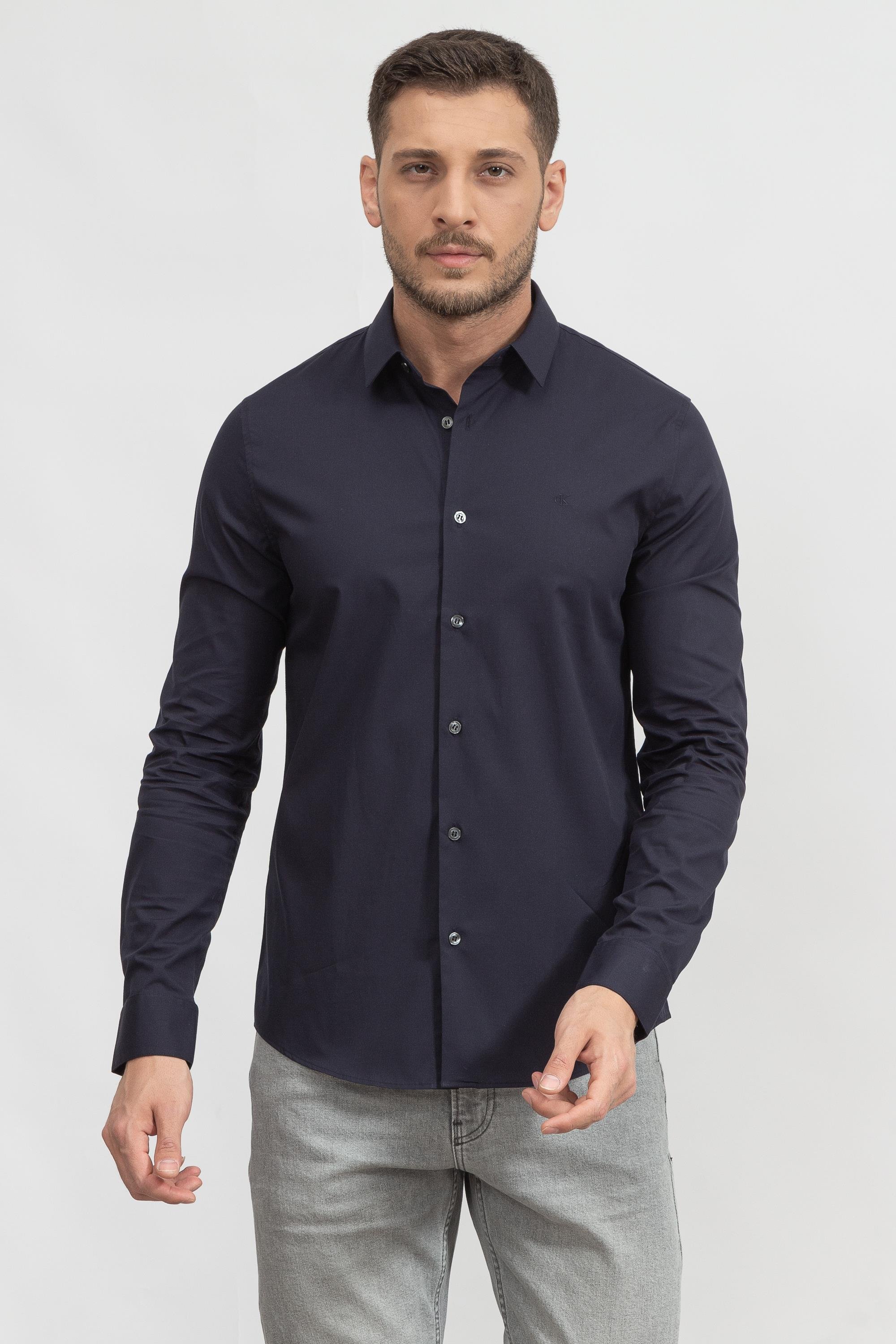 Calvin Klein Chest Logo Slim Stretch Erkek Gömlek