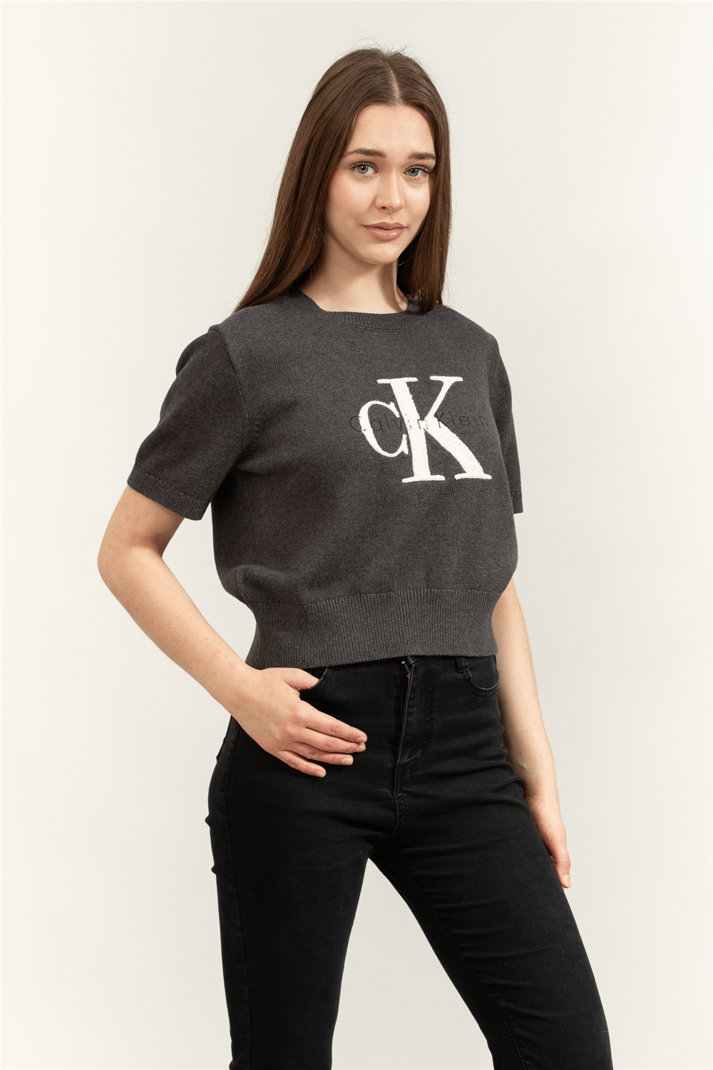 Calvin Klein Chunky Cotton Graphic Vest Kadın Triko