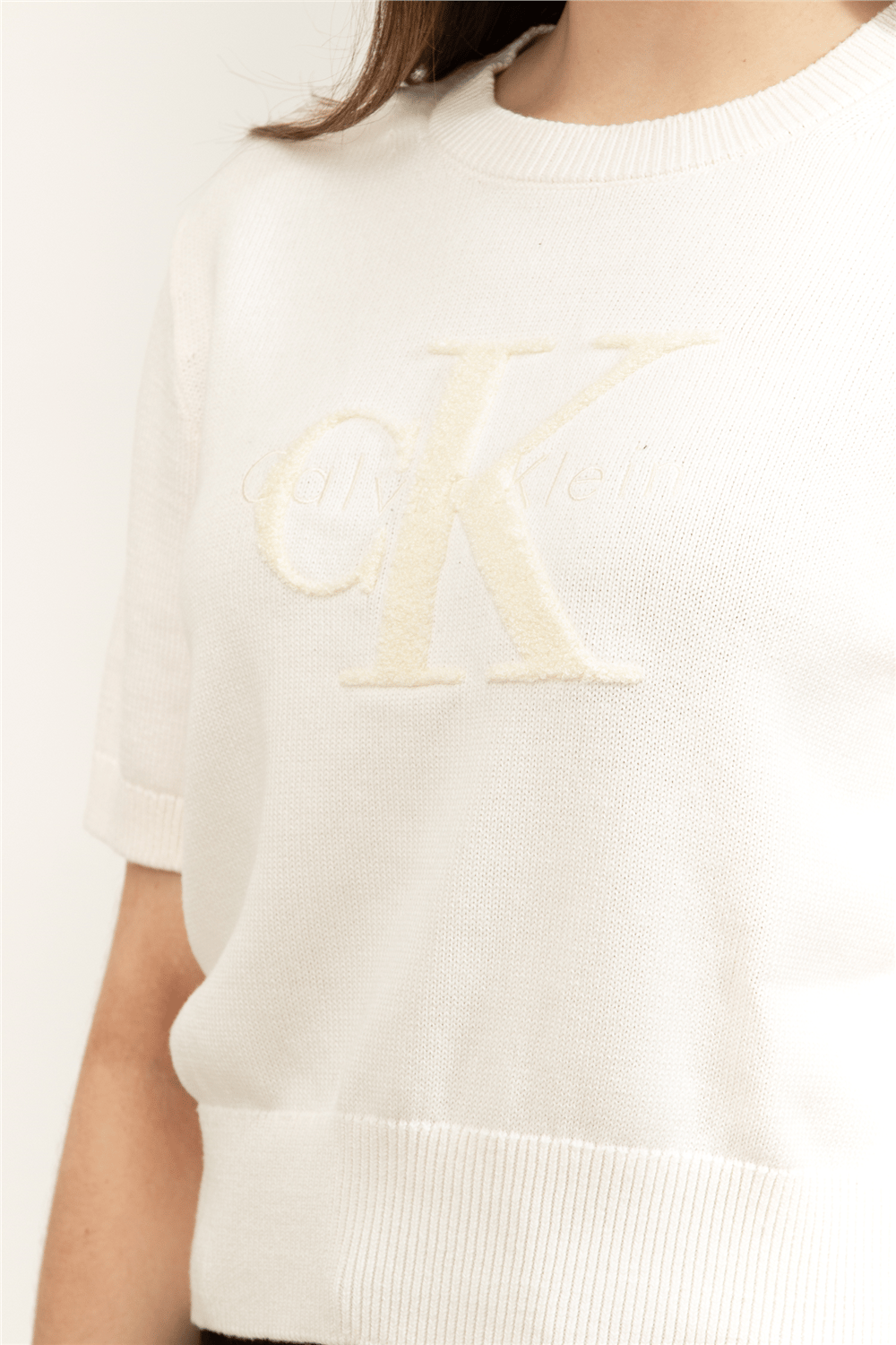 Calvin Klein Chunky Cotton Graphic Vest Kadın Triko