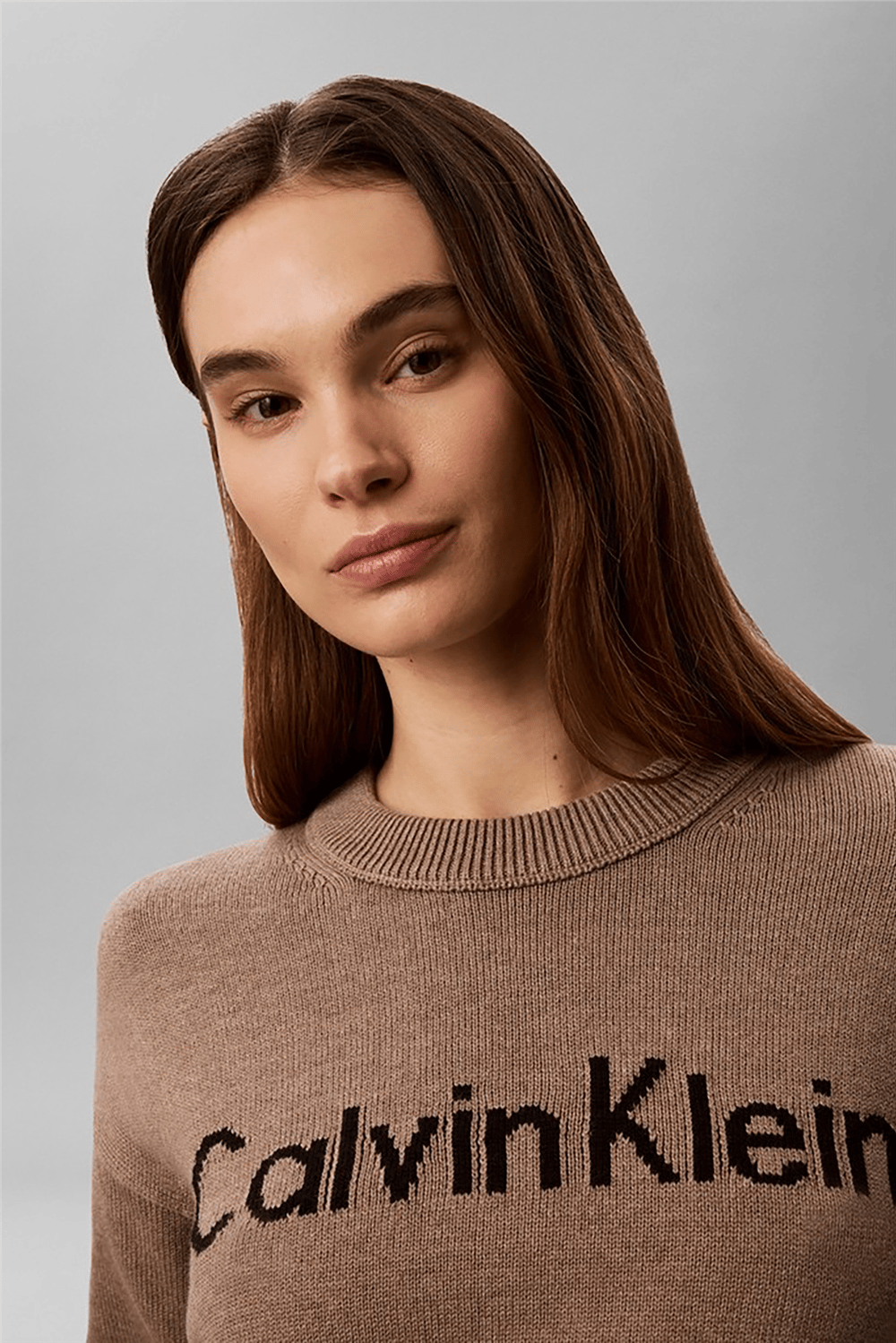 Calvin Klein Contrast Logo Ls Sweater Kadın Triko