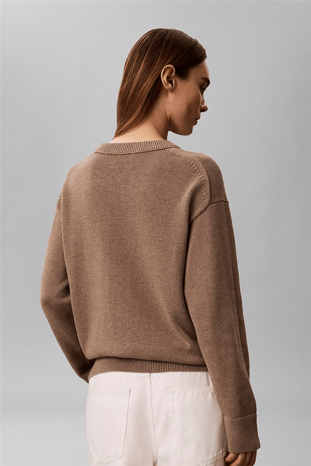 Calvin Klein Contrast Logo Ls Sweater Kadın Triko