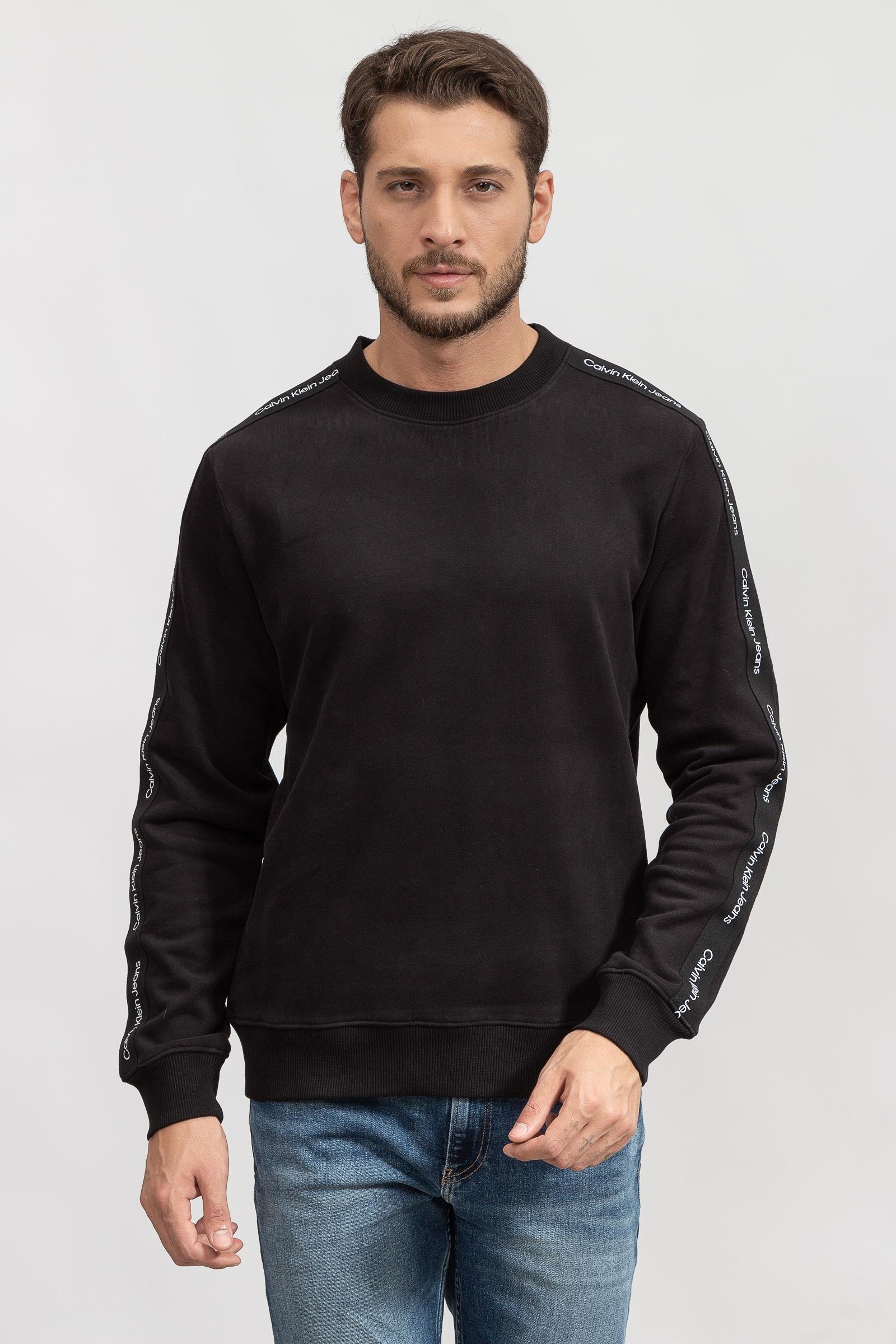 Calvin Klein Contrast Tape Crew Neck Erkek Bisiklet Yaka Sweatshirt