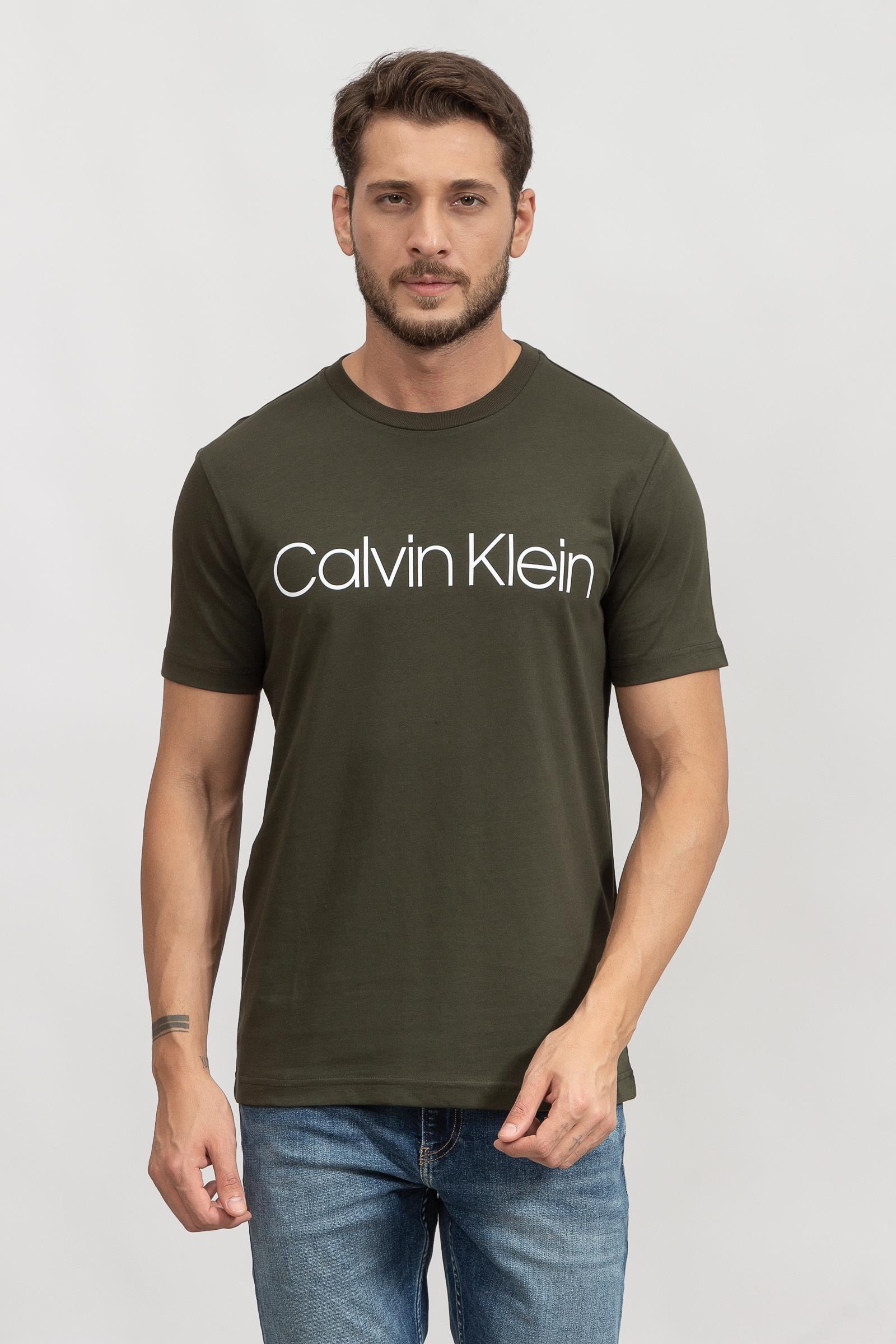 Calvin Klein Cotton Front Logo Erkek Bisiklet Yaka T-Shirt