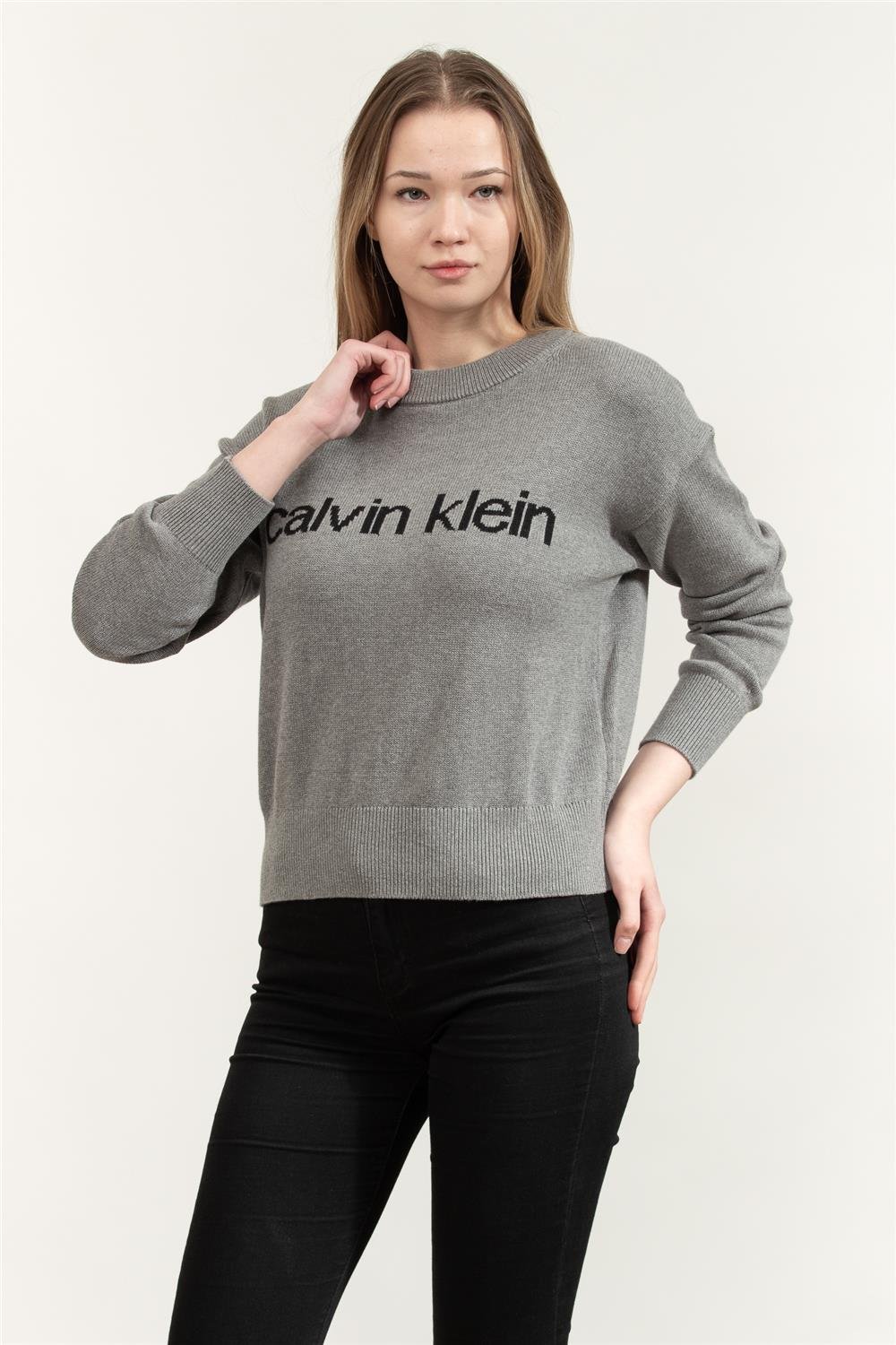 Calvin Klein Cotton Graphic Pullover Kadın Triko