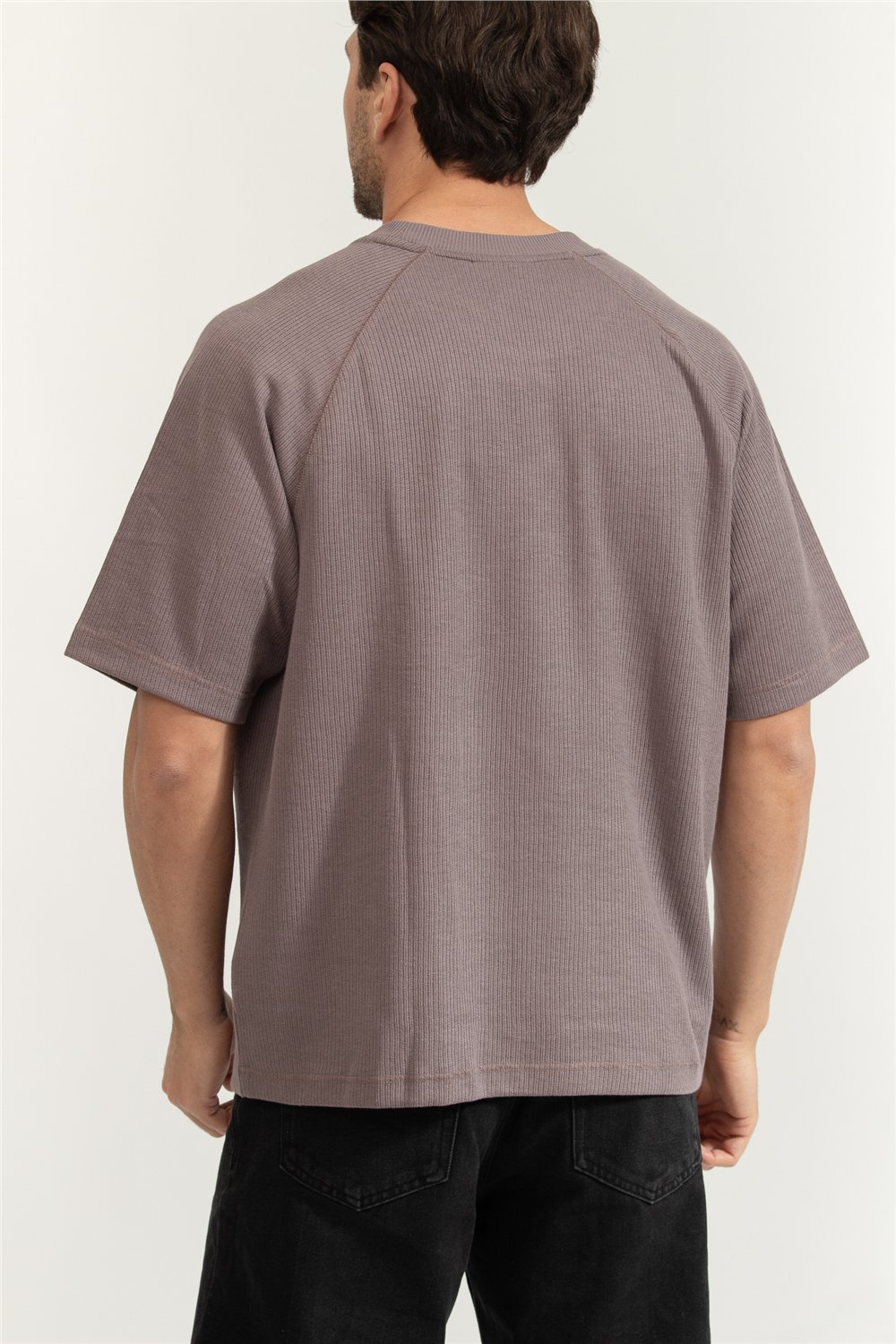 Calvin Klein Cozy Flatback Rib SS Relaxed Tee Erkek Bisiklet Yaka T-Shirt