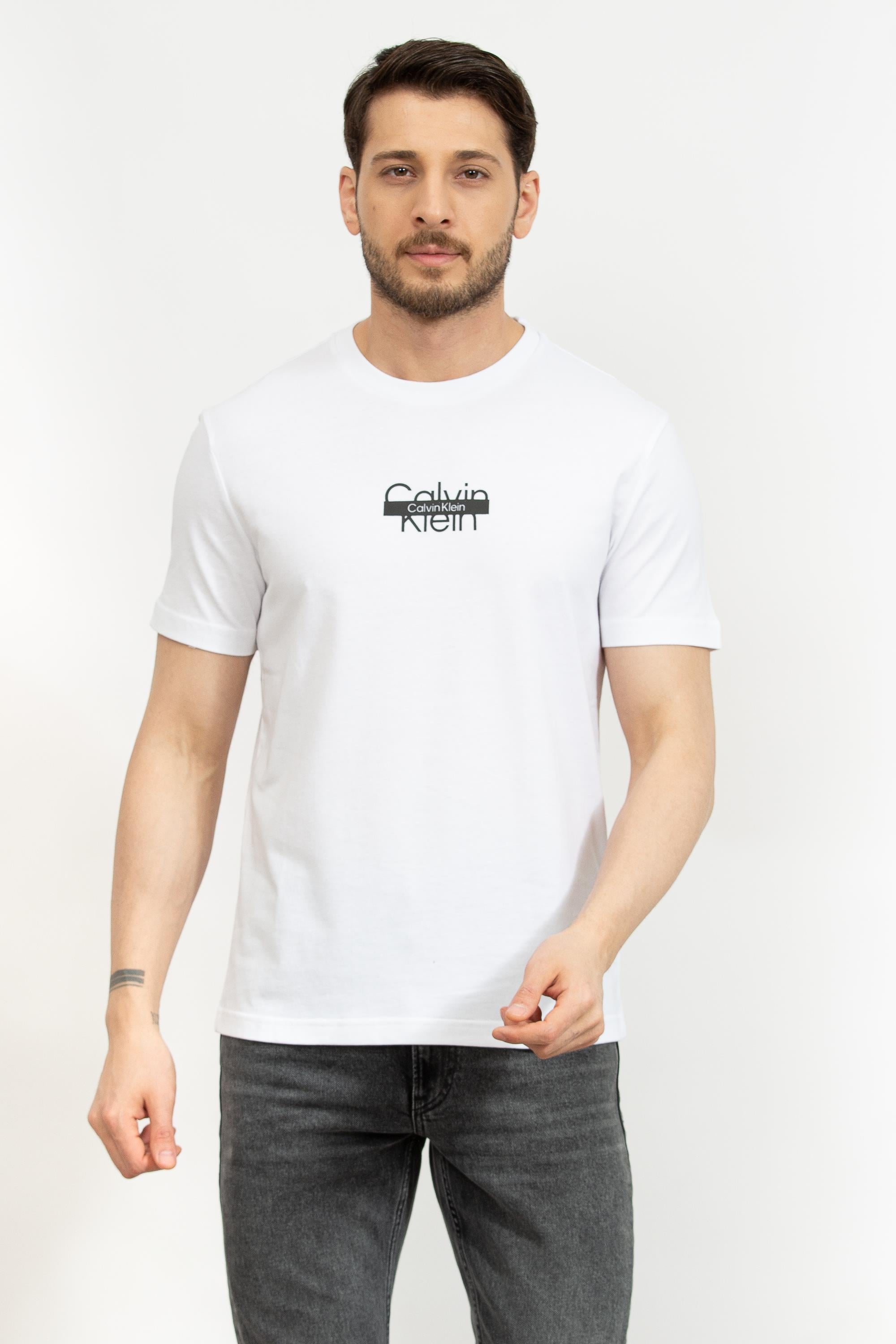 Calvin Klein Cut Through Erkek Bisiklet Yaka T-Shirt