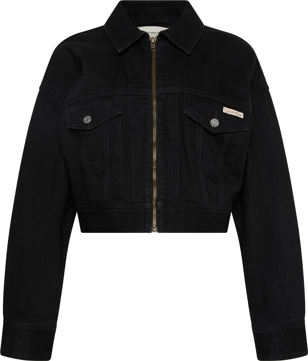 Calvin Klein Denim Cropped Jacket Soft Black Kadın Kot Mont