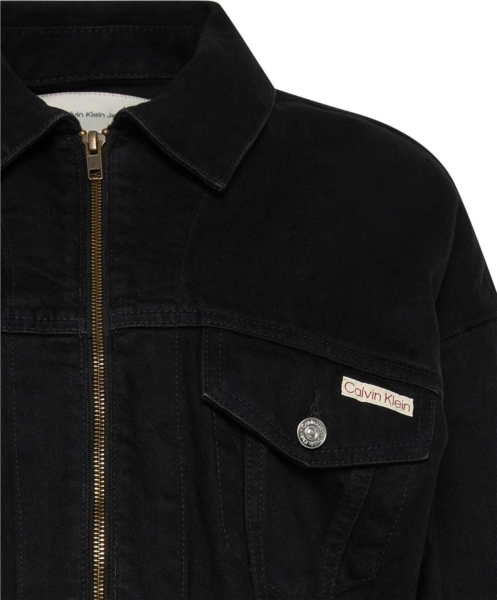 Calvin Klein Denim Cropped Jacket Soft Black Kadın Kot Mont