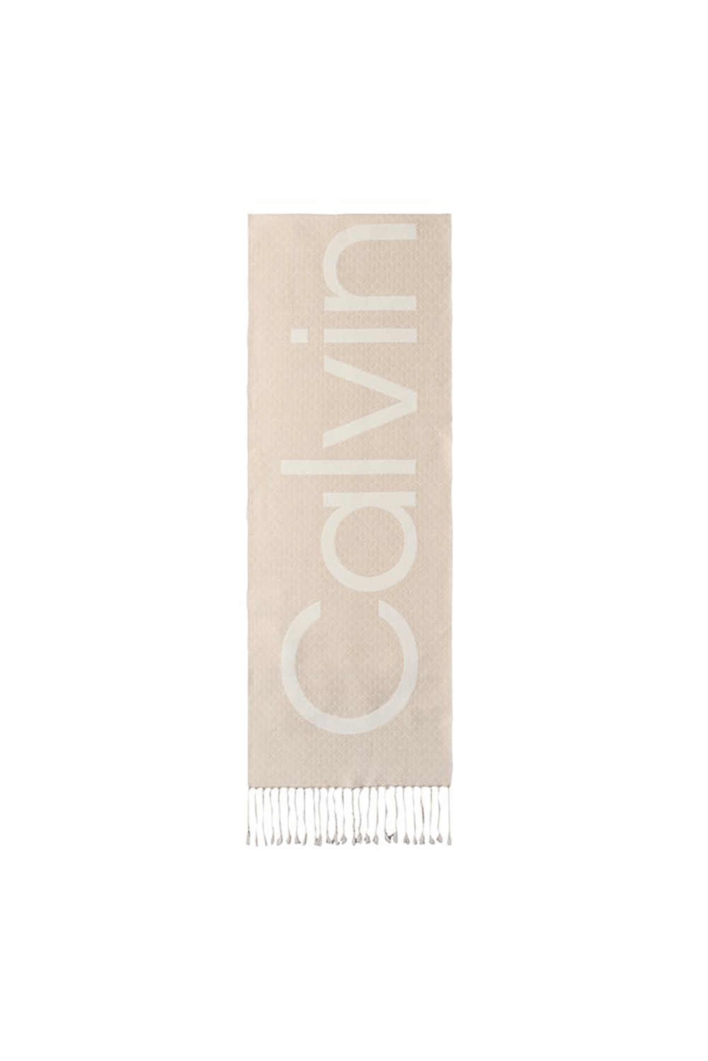 Calvin Klein Emblem Aop Bold Logo Fringe Wove Kadın Atkı Bej