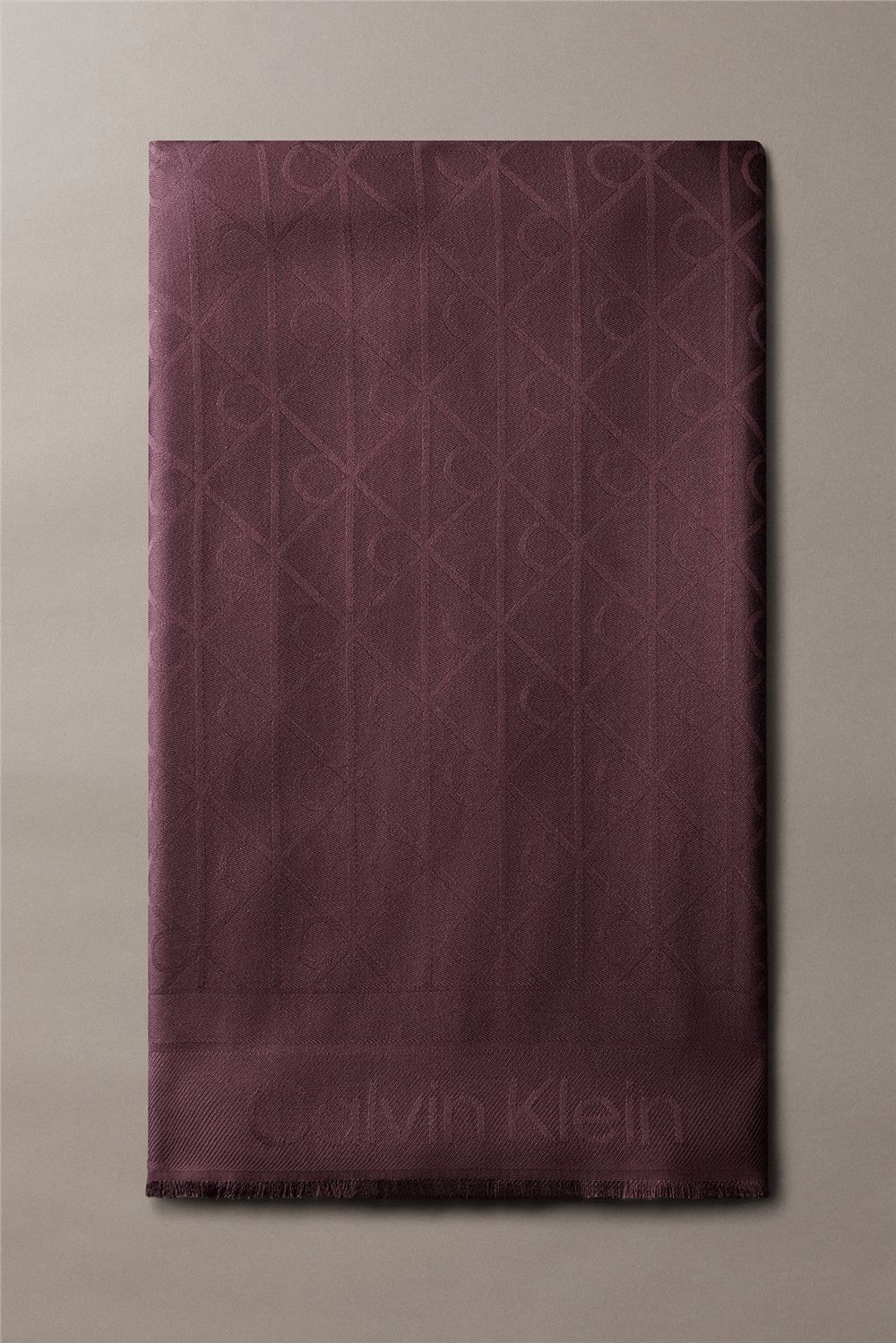 Calvin Klein Emblem Aop Glossy Tonal Scarf Kadın Atkı Siyah