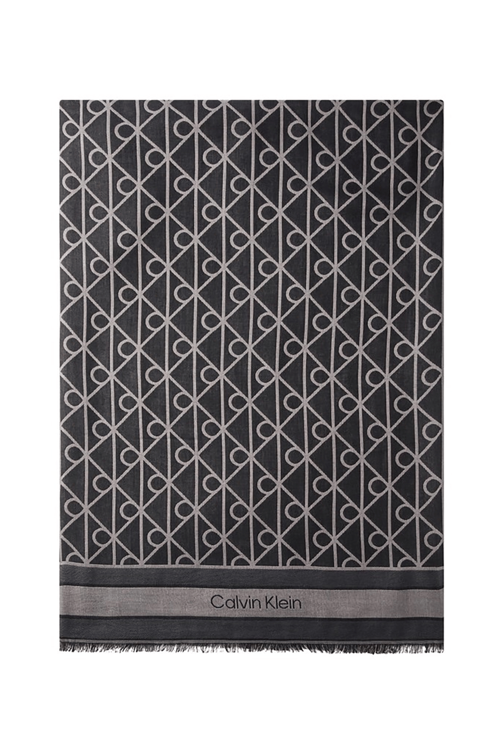 Calvin Klein Emblem Aop Jacquard Square Scarf Kadın Atkı Siyah