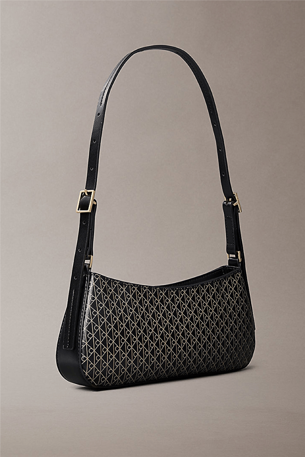 Calvin Klein Emblem Aop Small Shoulder Bag Kadın Mini Omuz Çantası Siyah