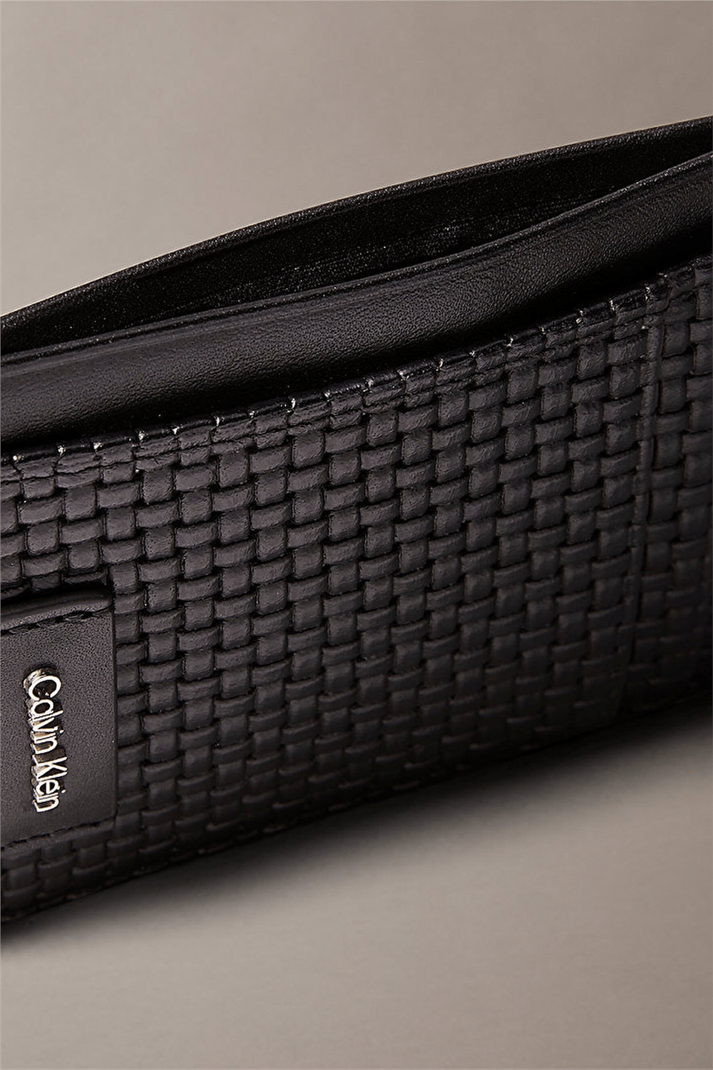 Calvin Klein Embossed Woven N/S Card Case Erkek Kartlık Siyah