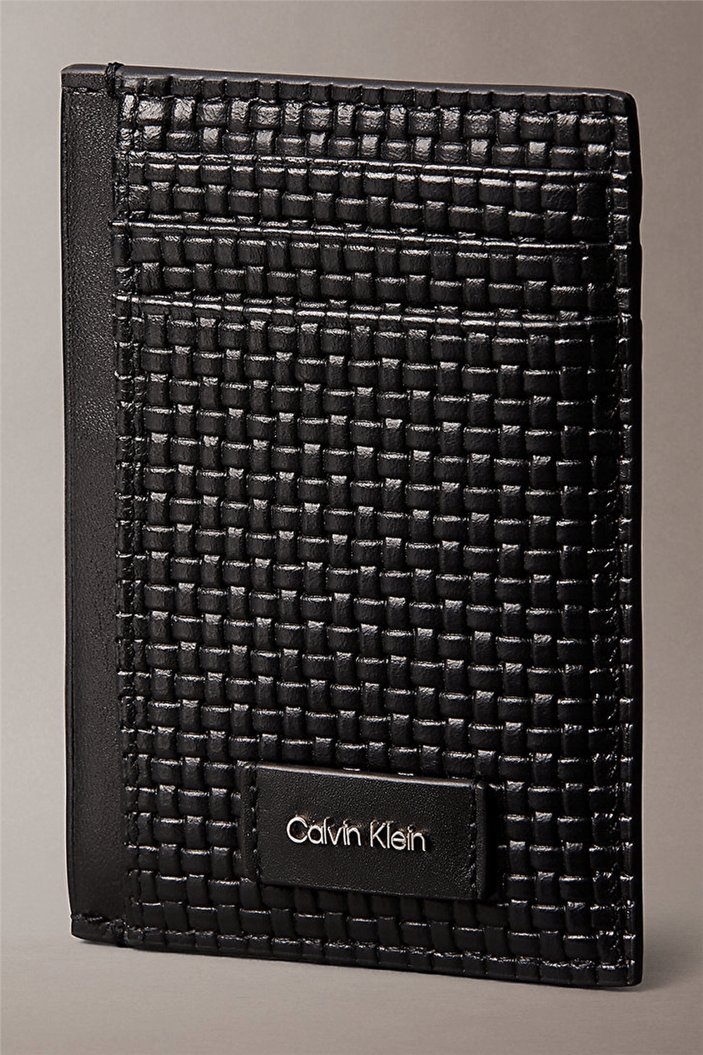 Calvin Klein Embossed Woven N/S Card Case Erkek Kartlık Siyah