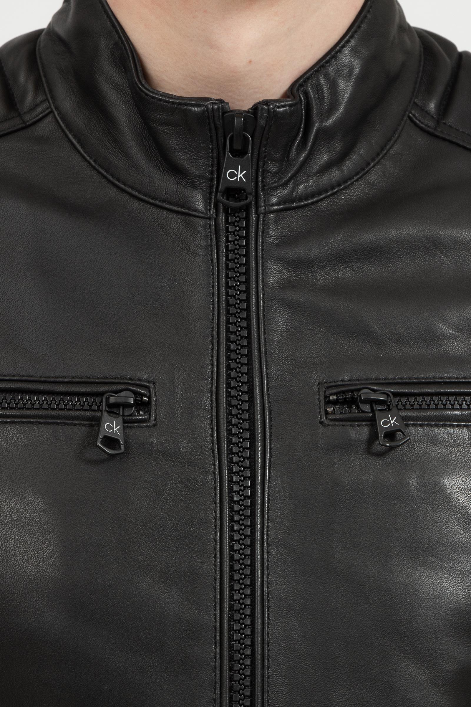 Calvin Klein Essential Leather Biker Jacket Erkek Deri Mont