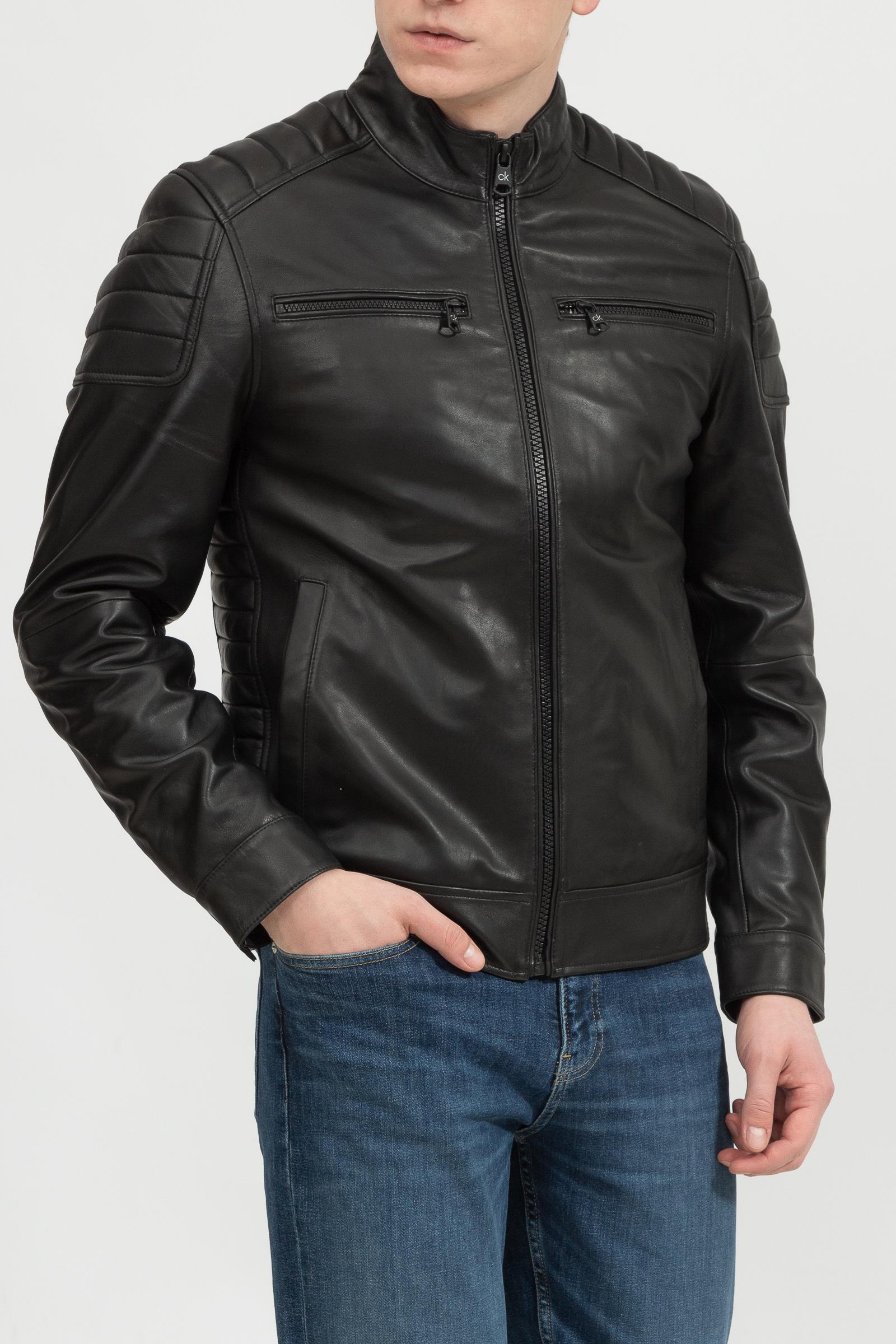 Calvin Klein Essential Leather Biker Jacket Erkek Deri Mont