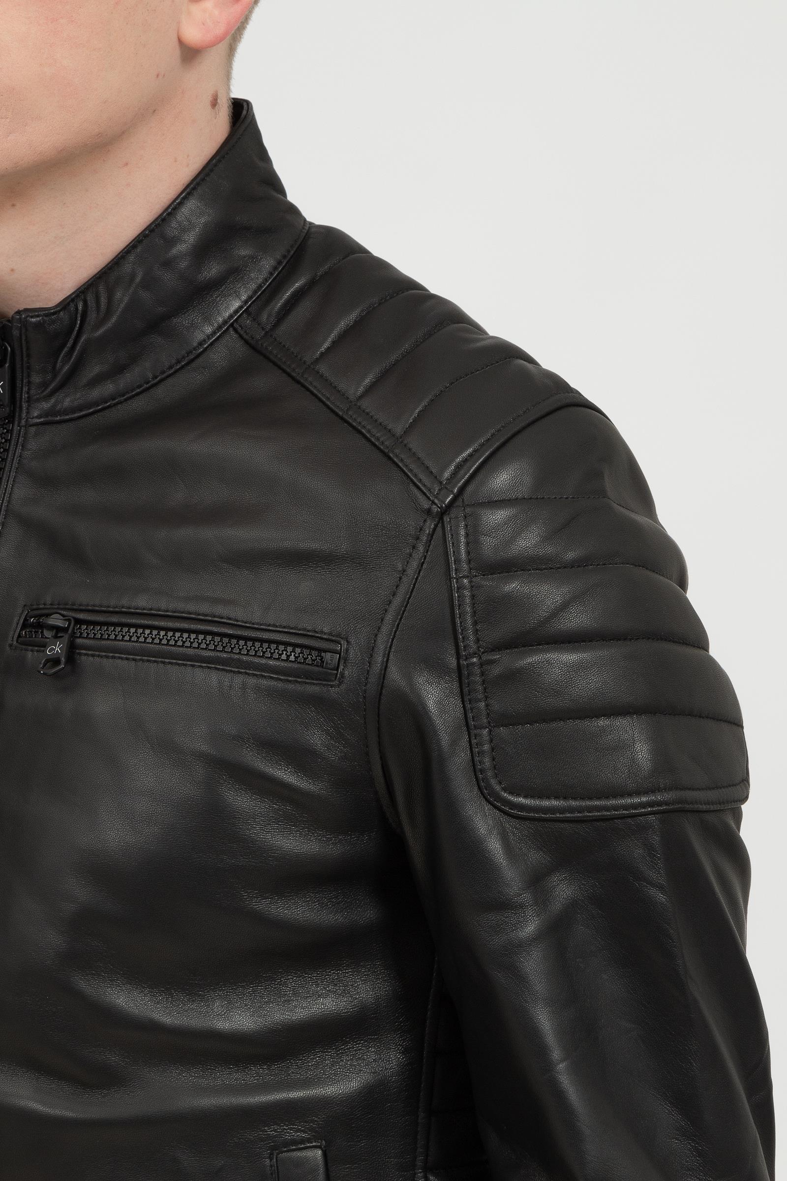 Calvin Klein Essential Leather Biker Jacket Erkek Deri Mont