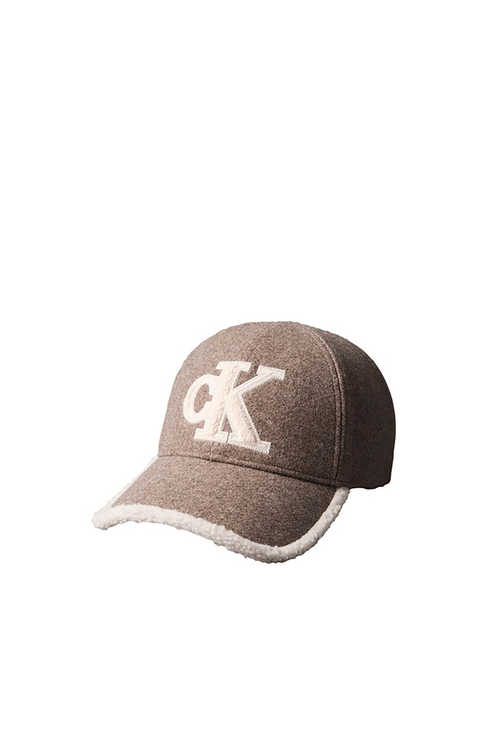 Calvin Klein Felt/ Sherpa Cap W/ Chenille Log Kadın Baseball Şapka Kahverengi