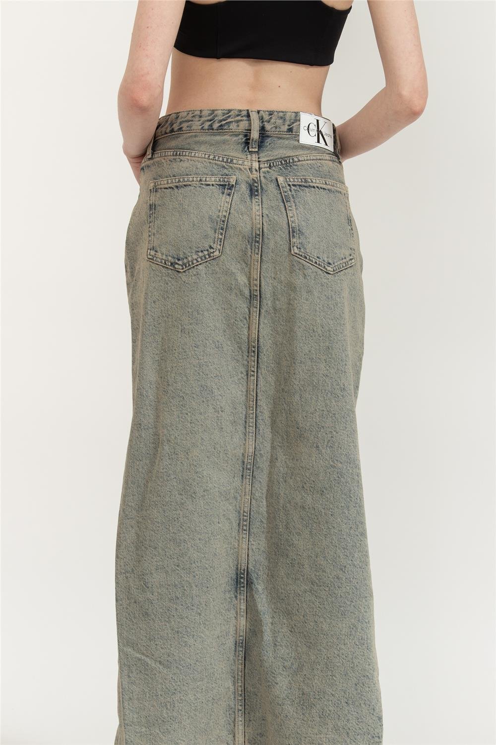 Calvin Klein Front Split Maxi Denim Kadın Etek