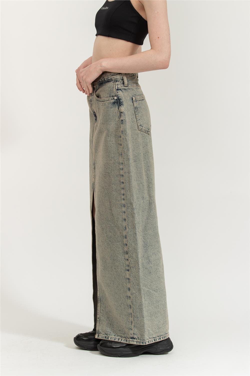 Calvin Klein Front Split Maxi Denim Kadın Etek