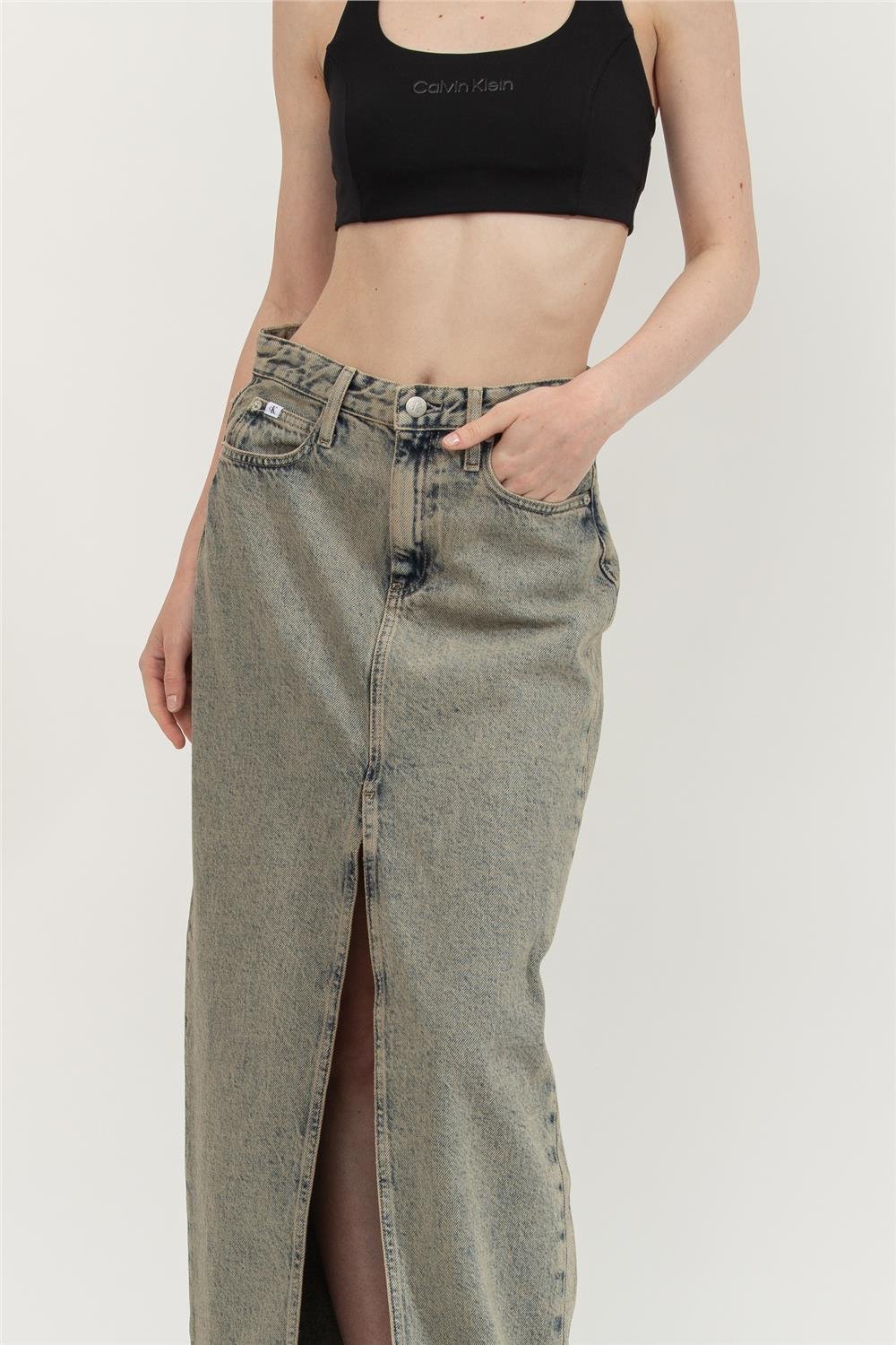 Calvin Klein Front Split Maxi Denim Kadın Etek