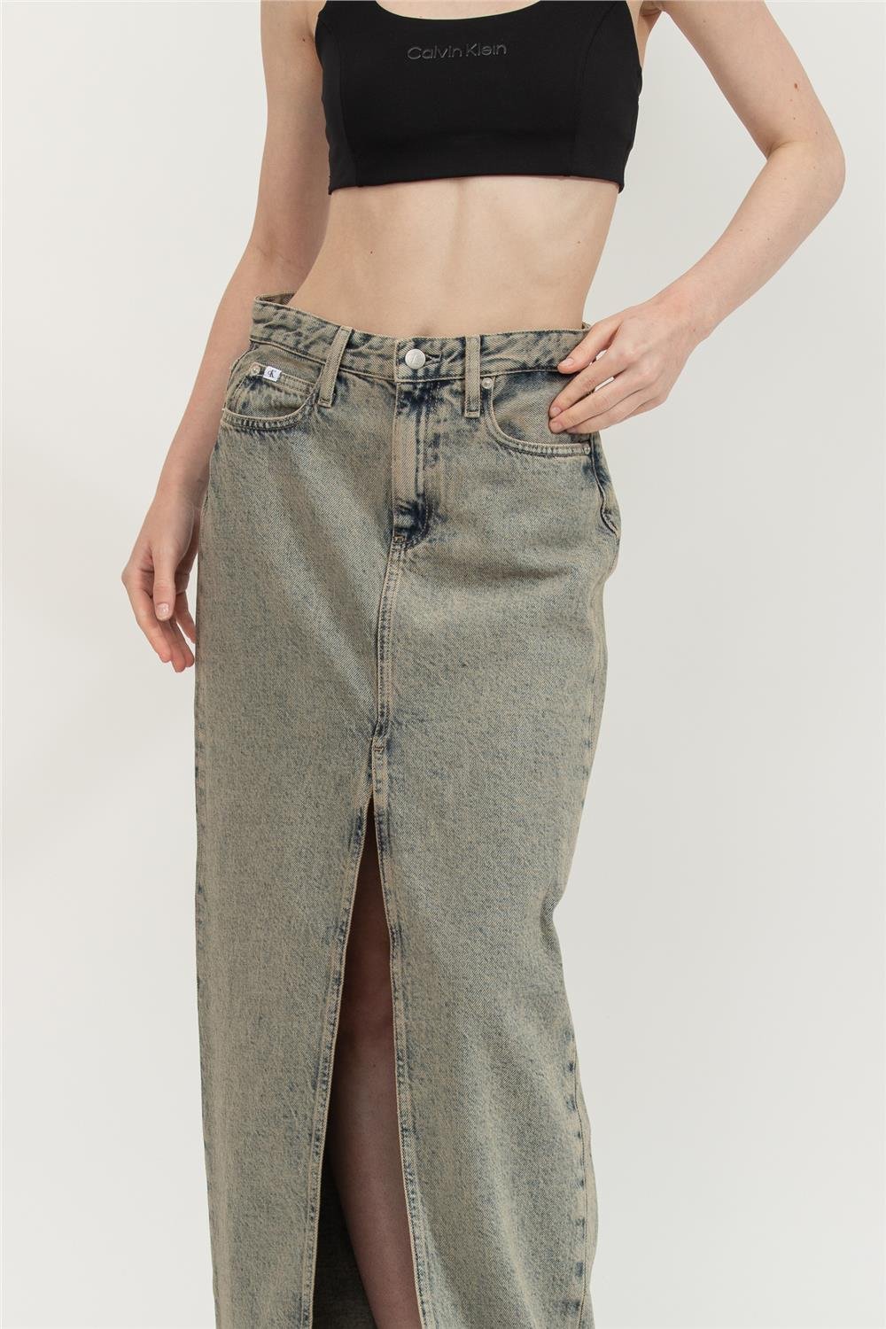 Calvin Klein Front Split Maxi Denim Kadın Etek