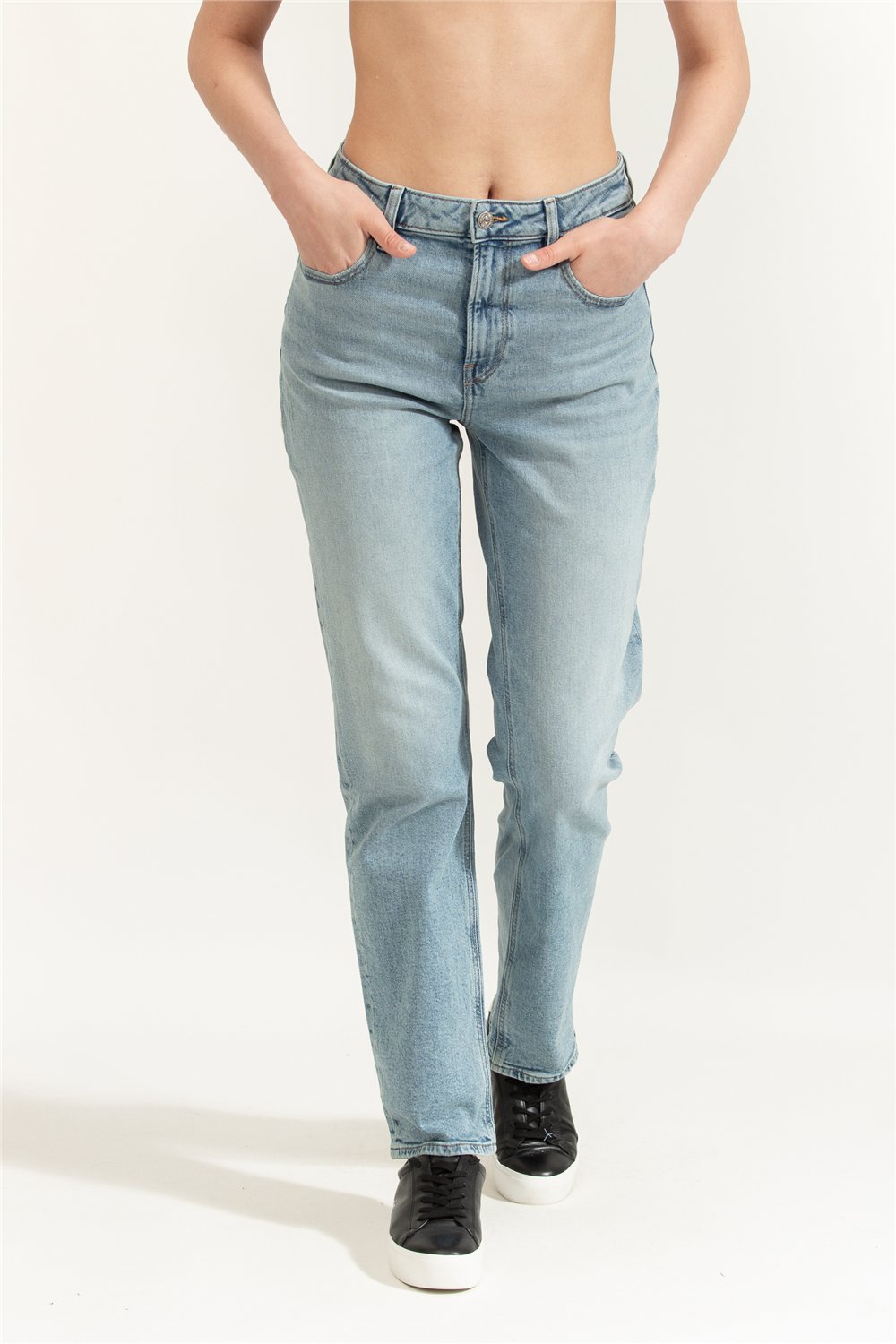 Calvin Klein High Rise Straight S Kadın Jean Pantolon Gri