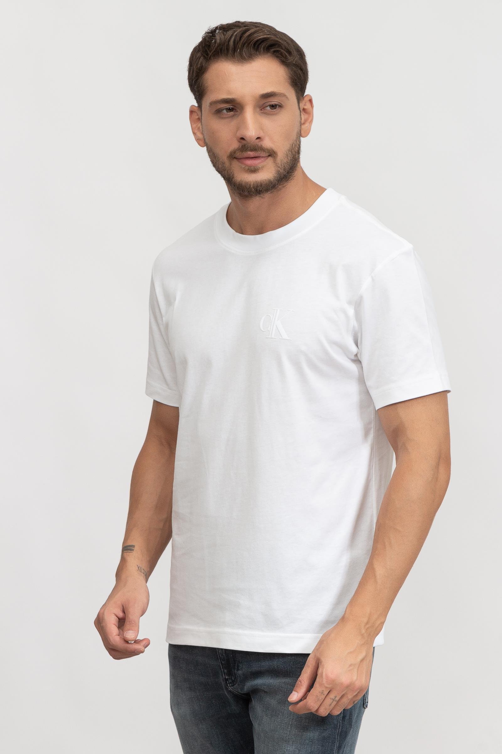 Calvin Klein High Shine Ck Institutional Erkek Bisiklet Yaka T-Shirt