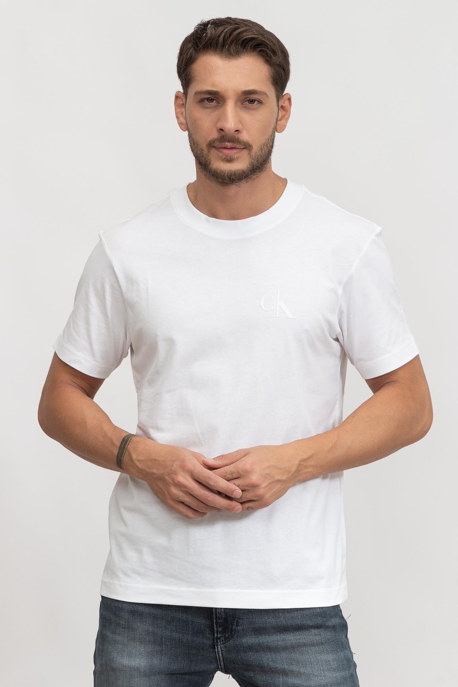 Calvin Klein High Shine Ck Institutional Erkek Bisiklet Yaka T-Shirt