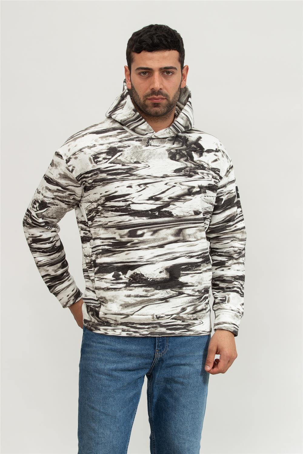 Calvin Klein Horizon Aop Erkek Kapüşonlu Sweatshirt