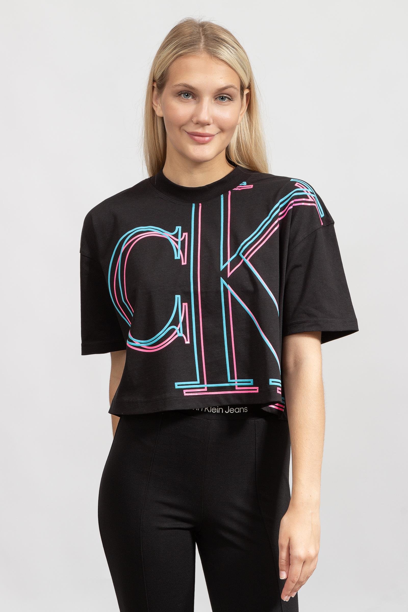Calvin Klein Illuminated Ck Crop Kadın Bisiklet Yaka T-Shirt