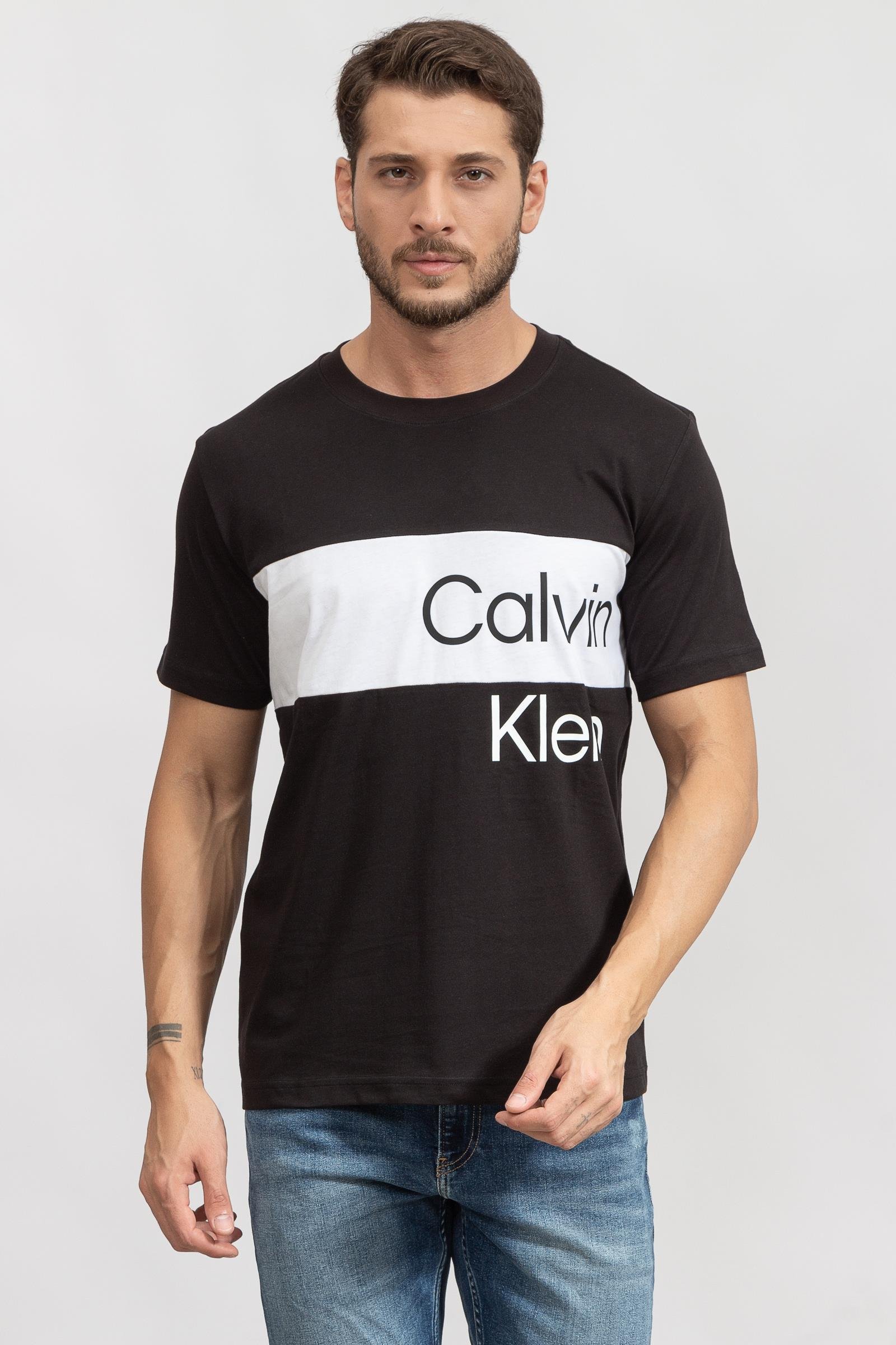 Calvin Klein Institutional Blocking Erkek Bisiklet Yaka T-Shirt
