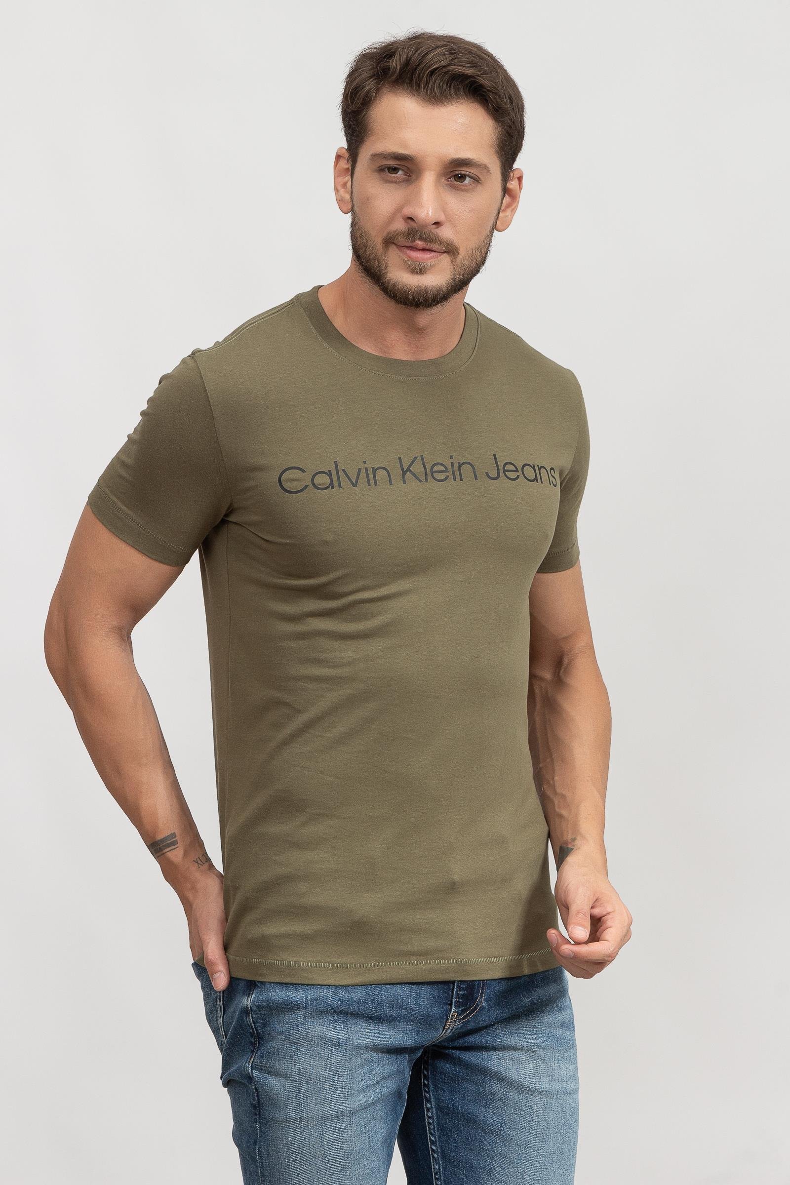 Calvin Klein Institutional Logo Slim Erkek Bisiklet Yaka T-Shirt
