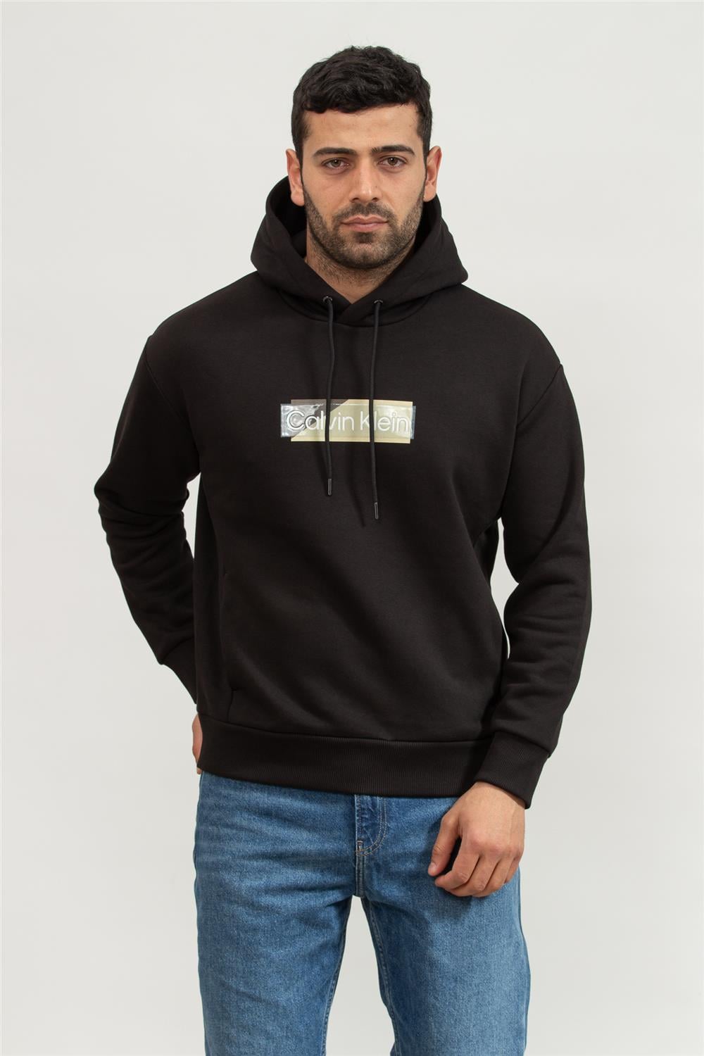 Calvin Klein Layered Gel Logo Erkek Kapüşonlu Sweatshirt